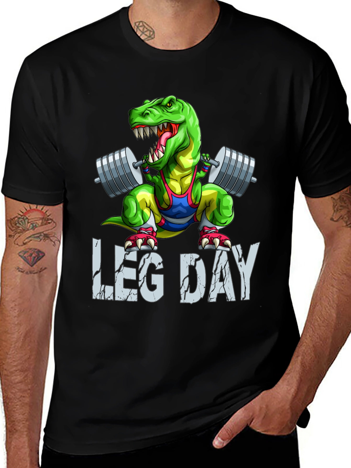 Variant 6 of Dino Leg Day T-Shirt: Funny Gym Workout Tee