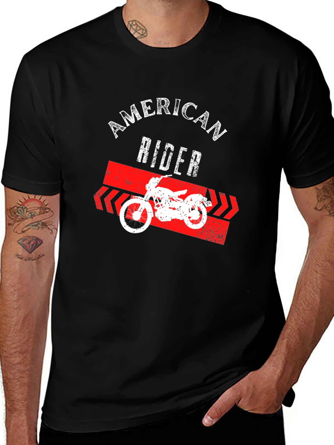 Variant 24 of American Rider Graphic T-Shirt, Black Motorcycle Tee