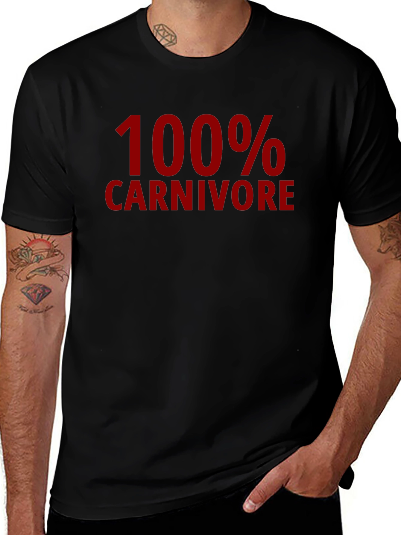 Variant 9 of 100% Carnivore Graphic Tee - Black