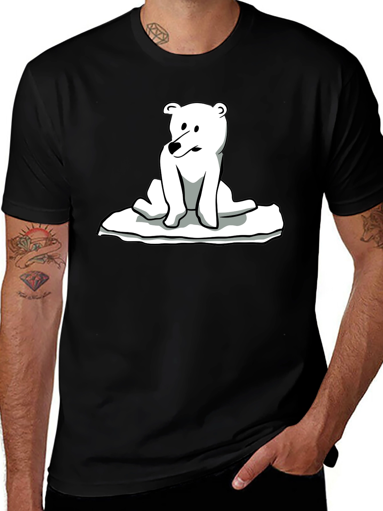 Variant 23 of Polar Bear Graphic Tee - Black Unisex Shirt