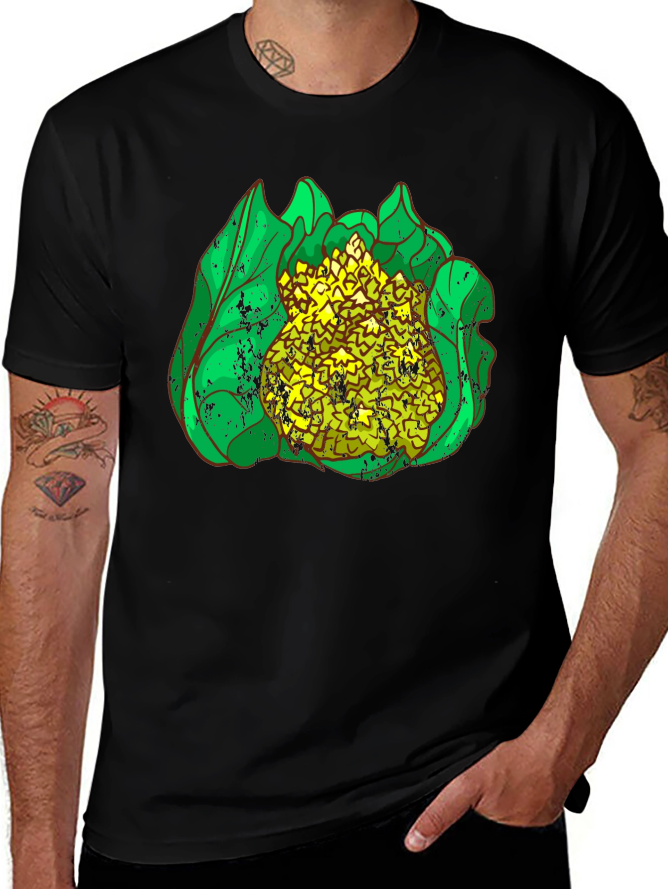Variant 20 of Cauliflower Graphic Print Black T-Shirt