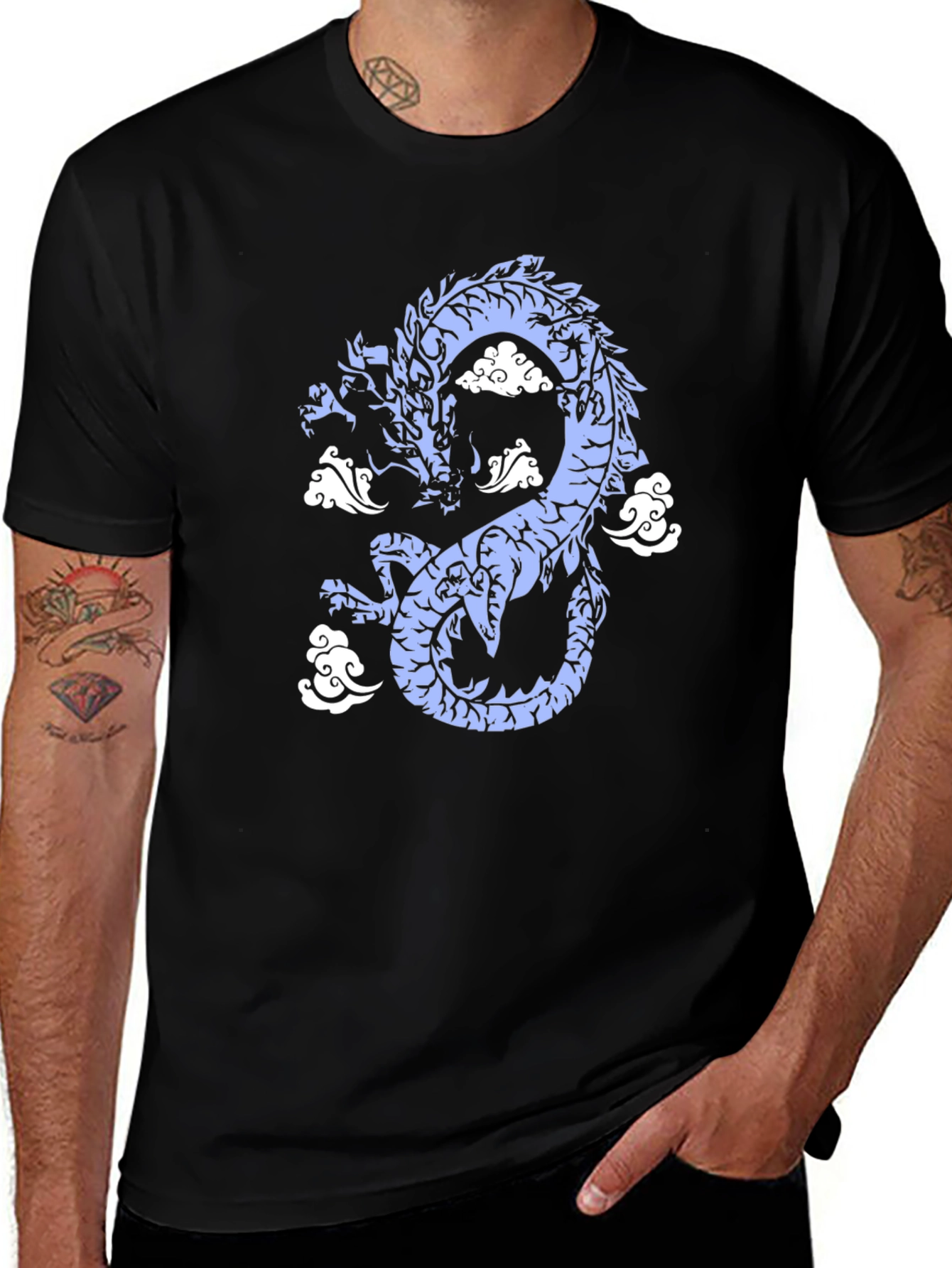 Variant 14 of Dragon Cloud Graphic Black T-Shirt