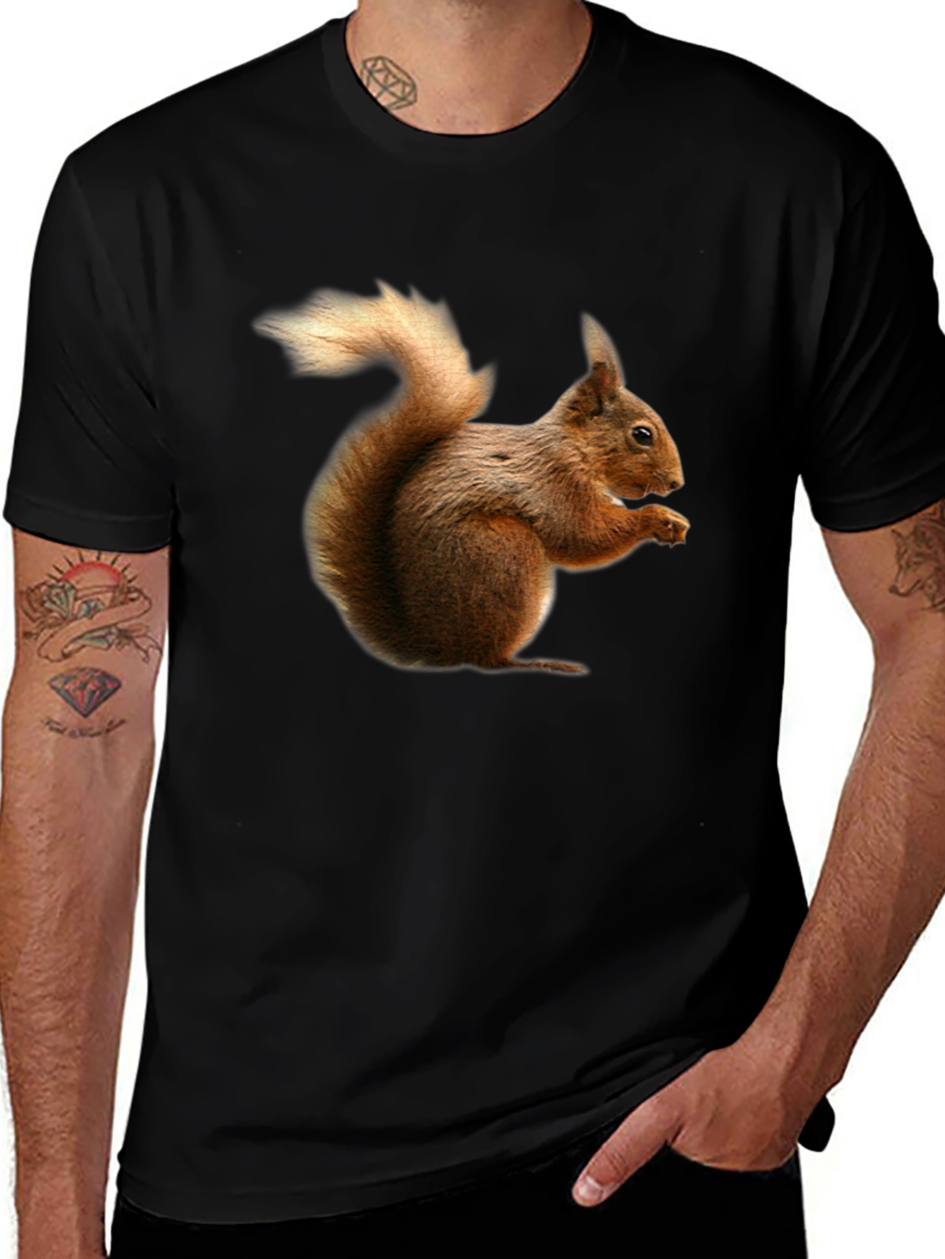 Variant 4 of Squirrel Graphic Black T-Shirt
