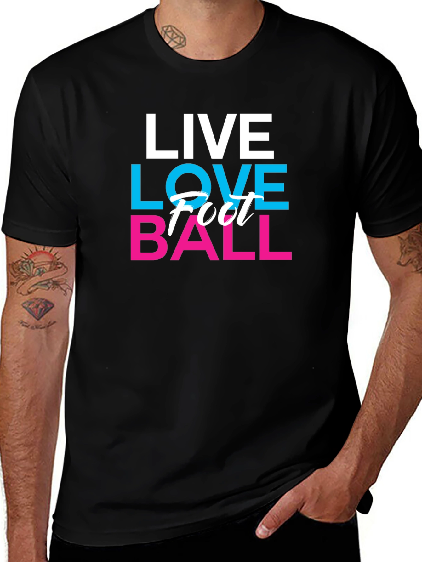 Variant 20 of Live Love Foot Ball Graphic T-Shirt