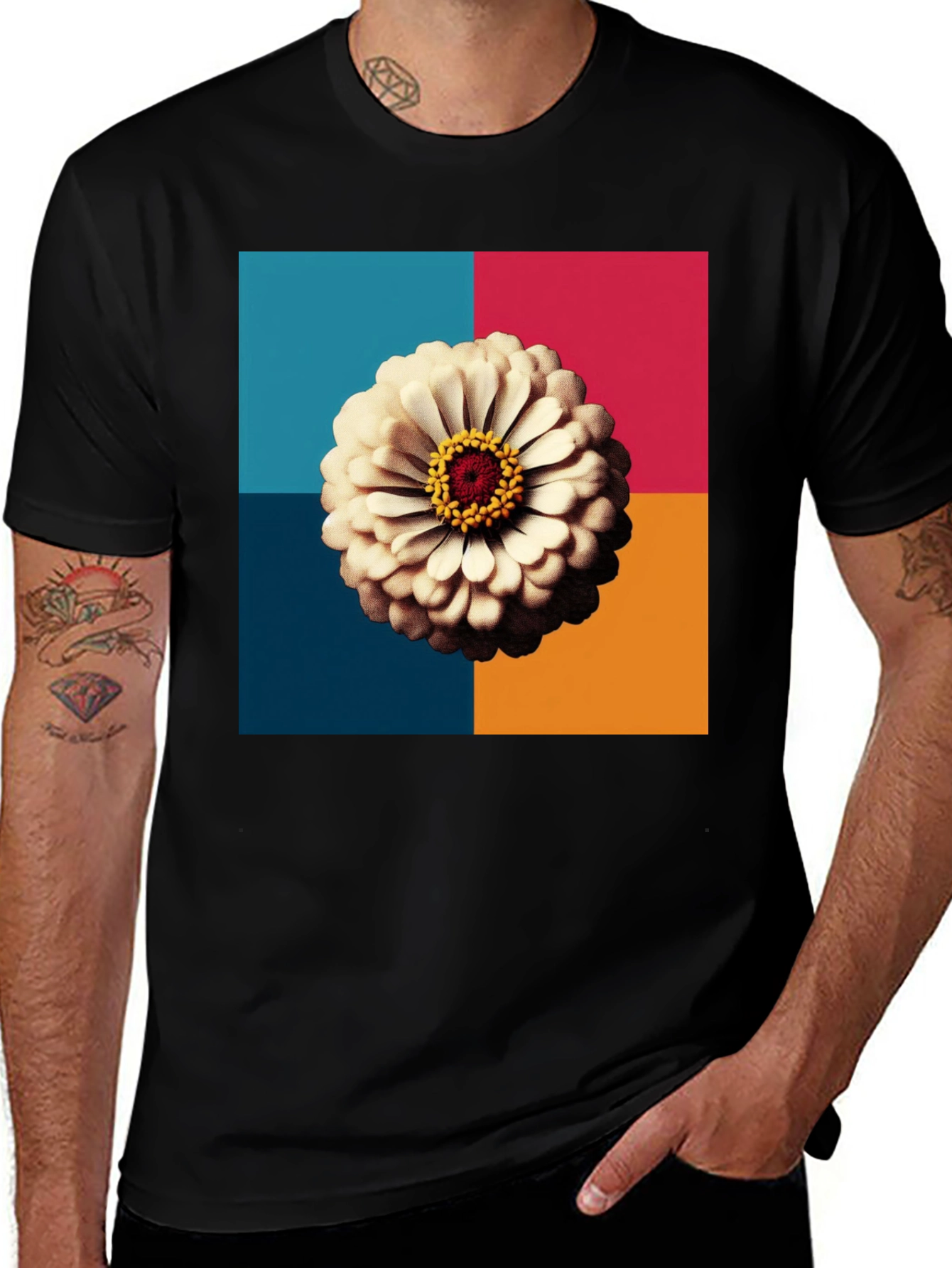 Variant 4 of Floral Graphic Tee - Modern Art Flower Shirt