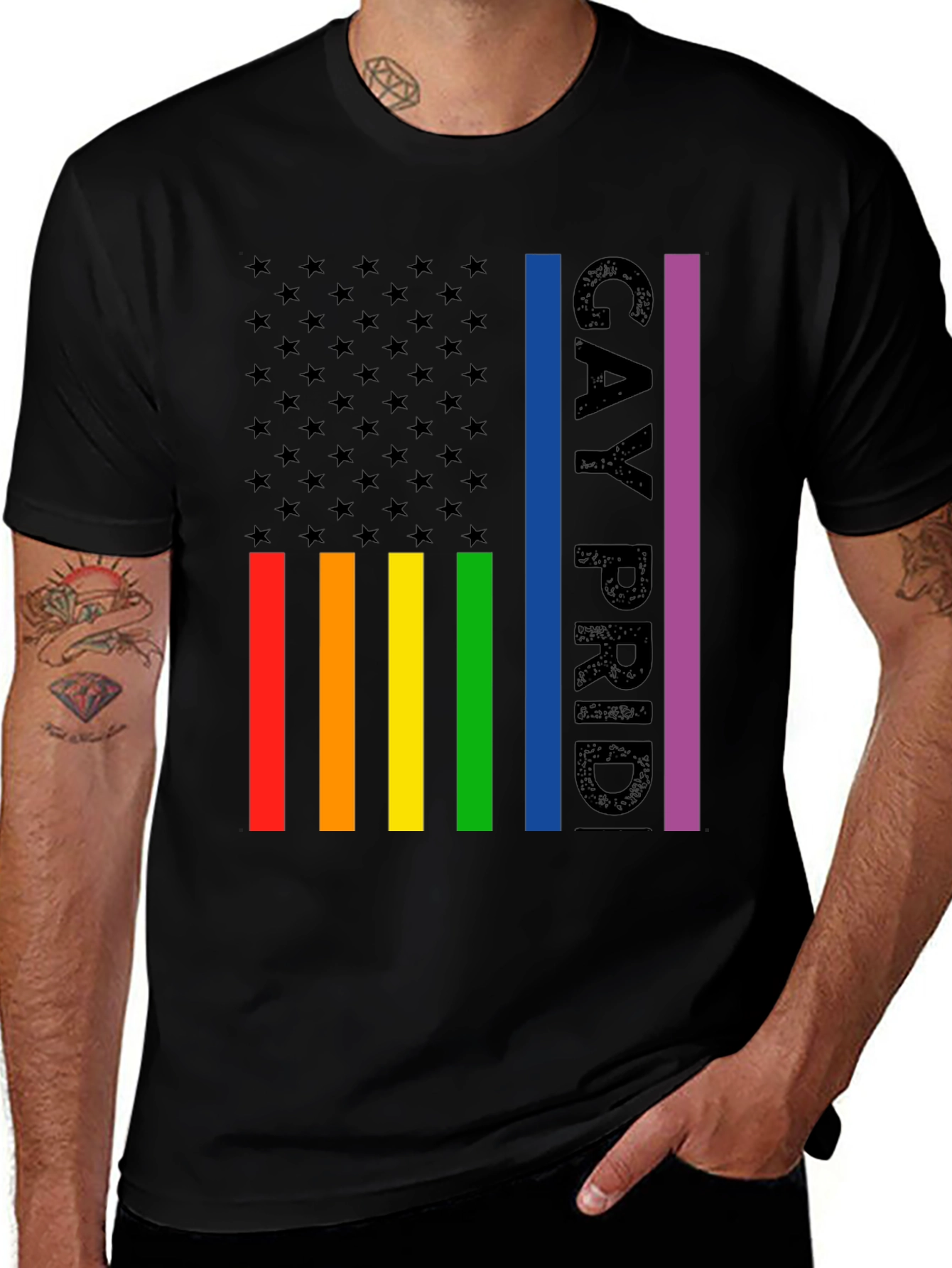 Variant 28 of Gay Pride American Flag Graphic T-Shirt
