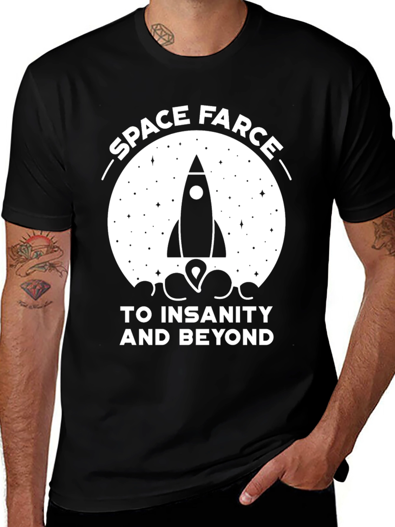 Variant 18 of Space Farce Rocket T-Shirt - Insanity & Beyond