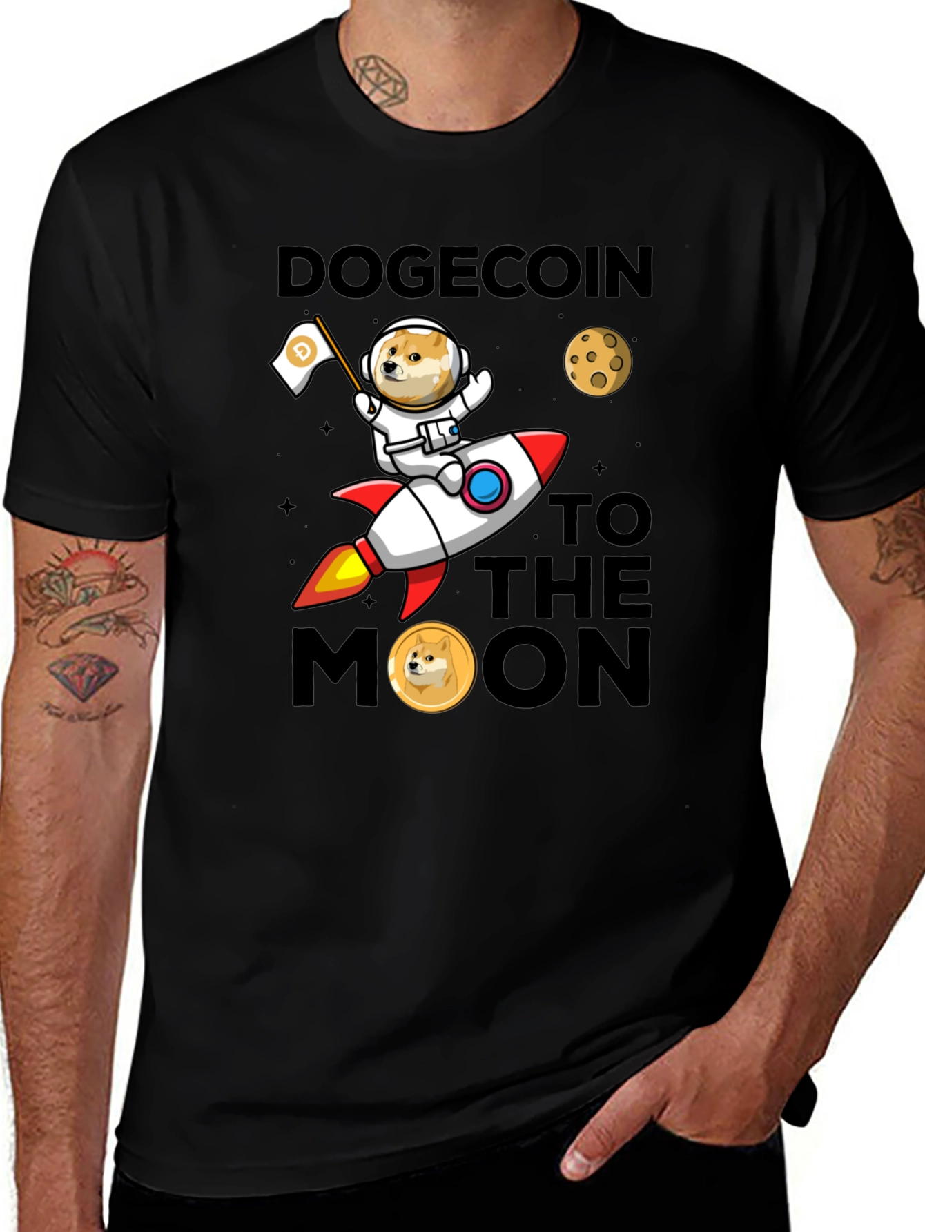Dogecoin to the Moon Graphic T-Shirt