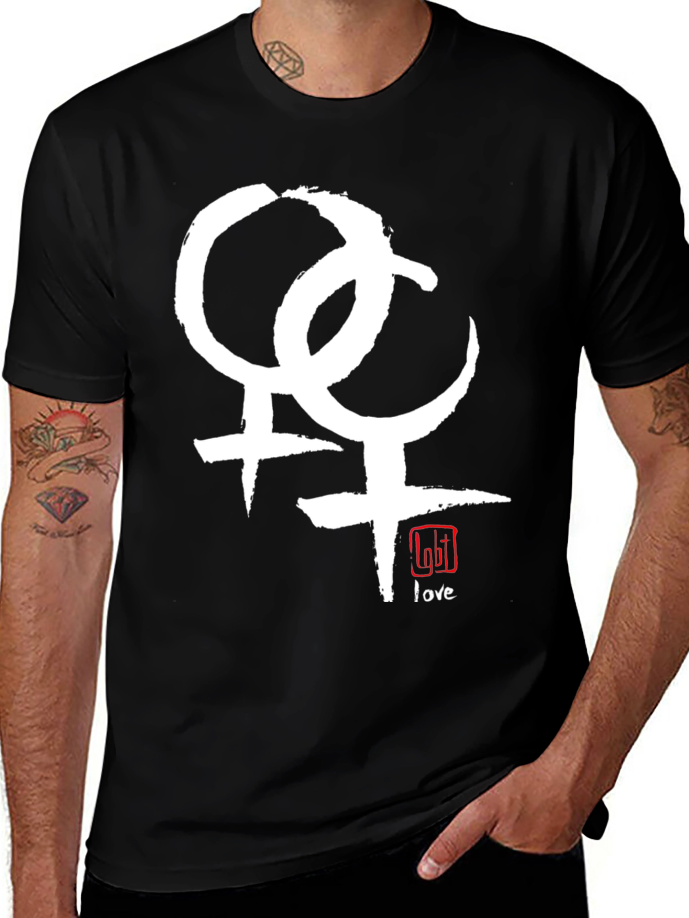 Variant 27 of Lesbian Love Symbol Black T-Shirt