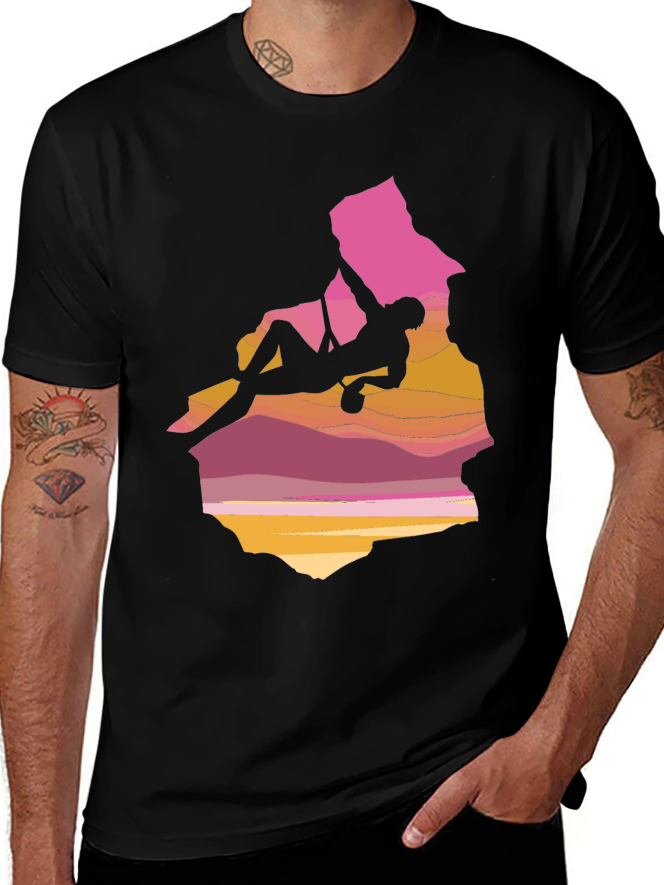 Variant 13 of Rock Climbing Sunset Silhouette T-Shirt