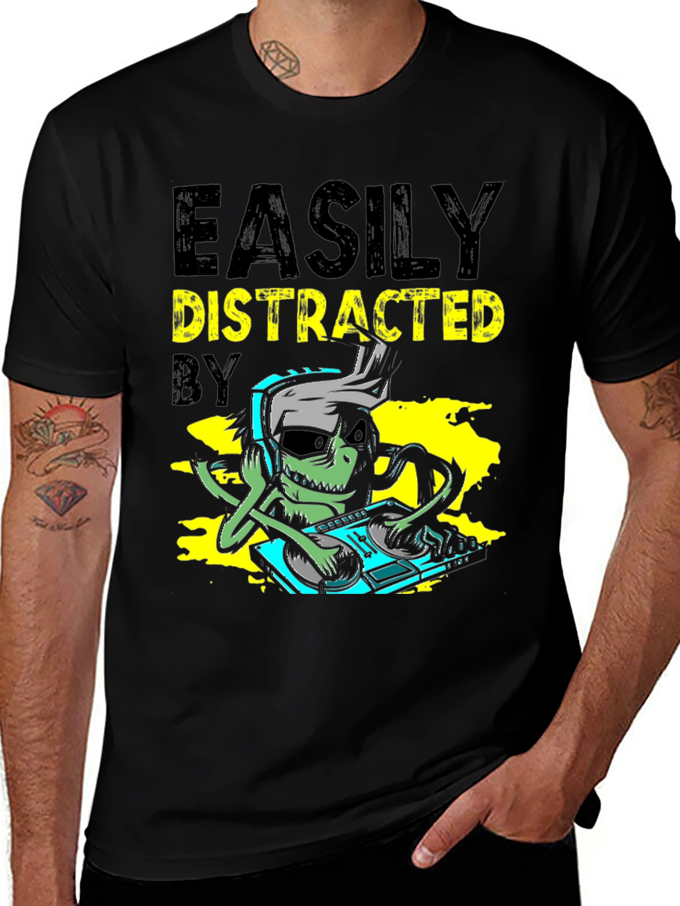Variant 14 of Easily Distracted DJ Monster Graphic Tee