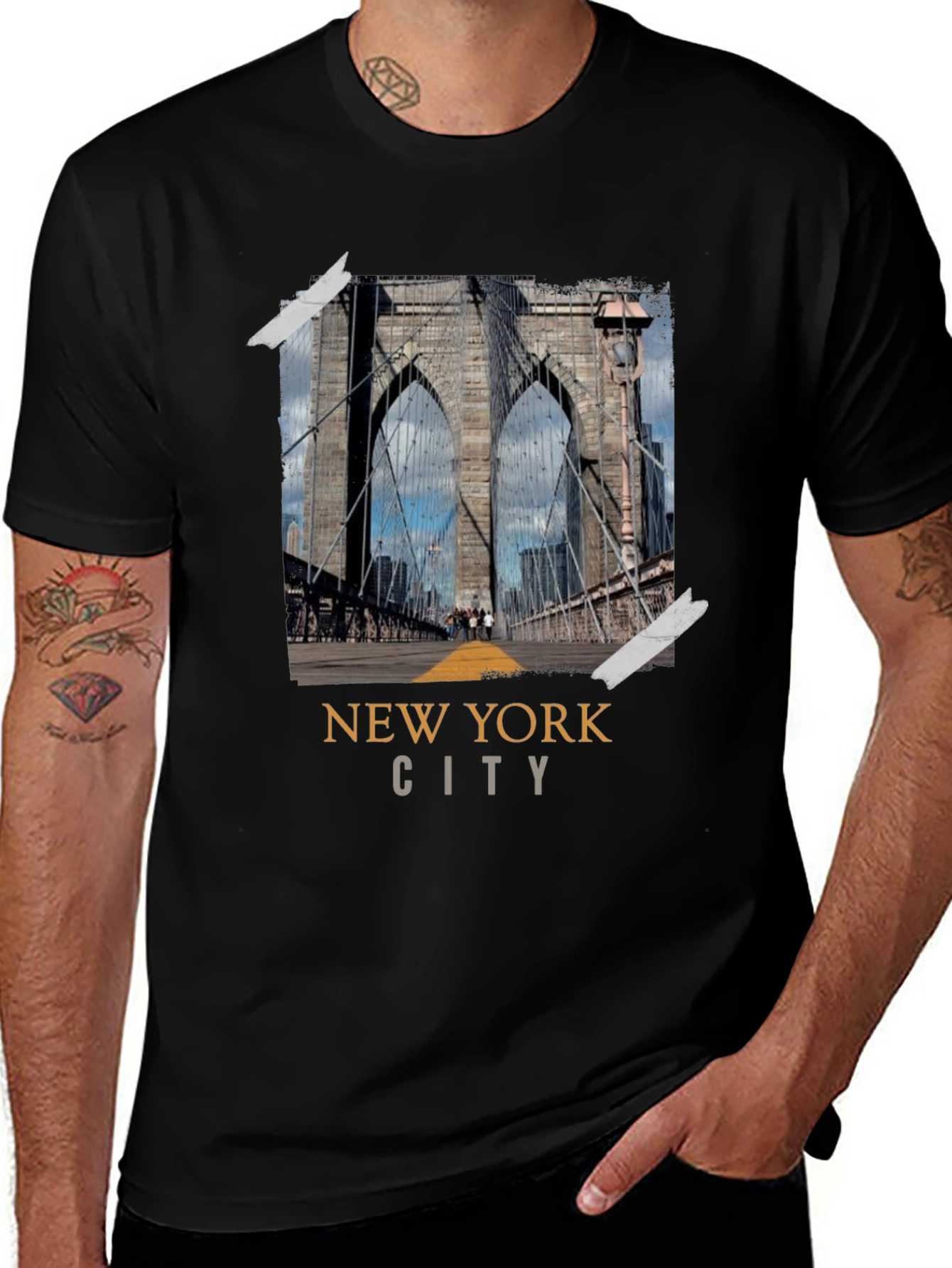 Variant 19 of New York City Bridge Black Graphic T-Shirt