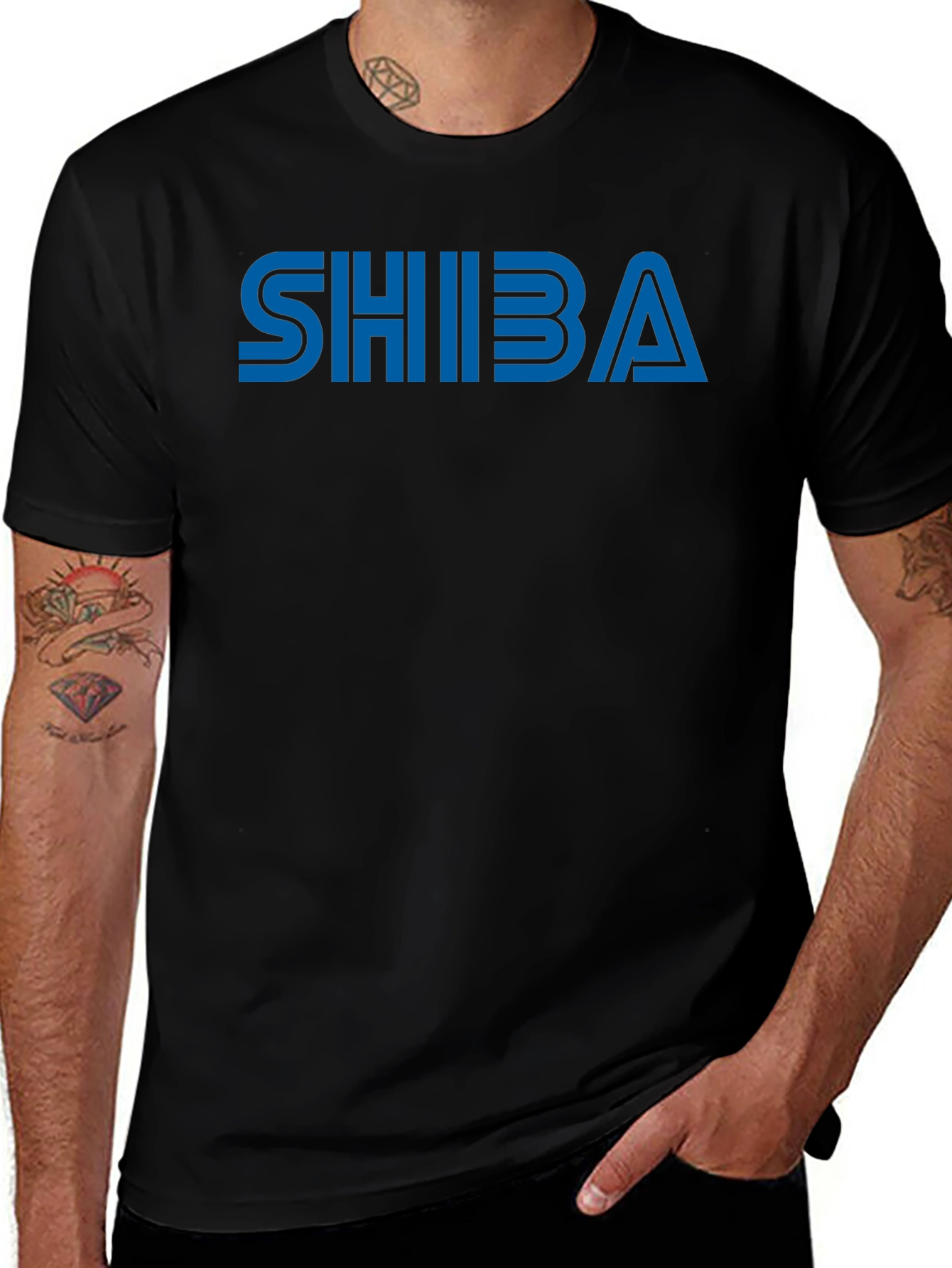 Shiba Blue Logo Black T-Shirt