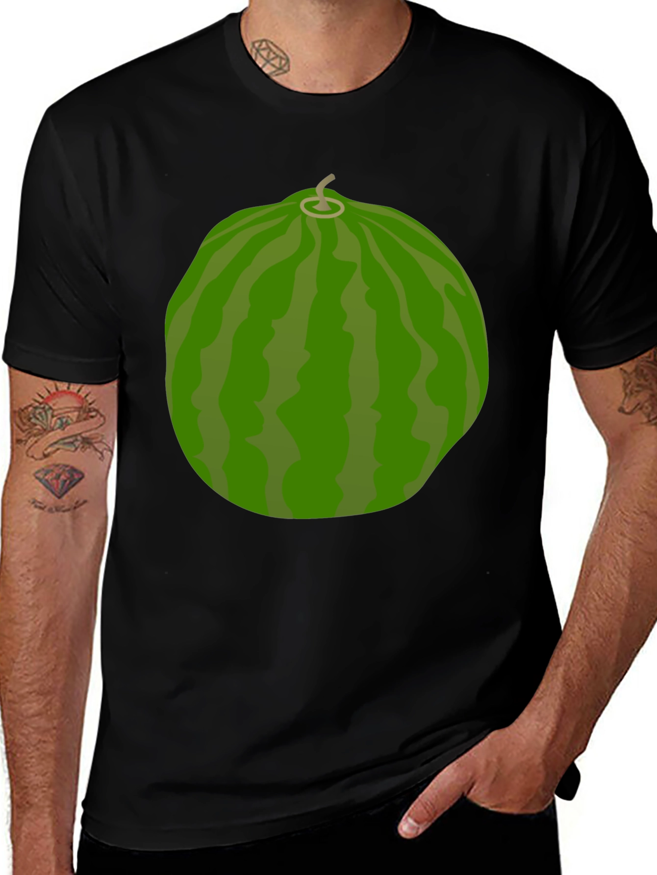 Black Watermelon Graphic T-Shirt - Novelty Fruit Tee main image
