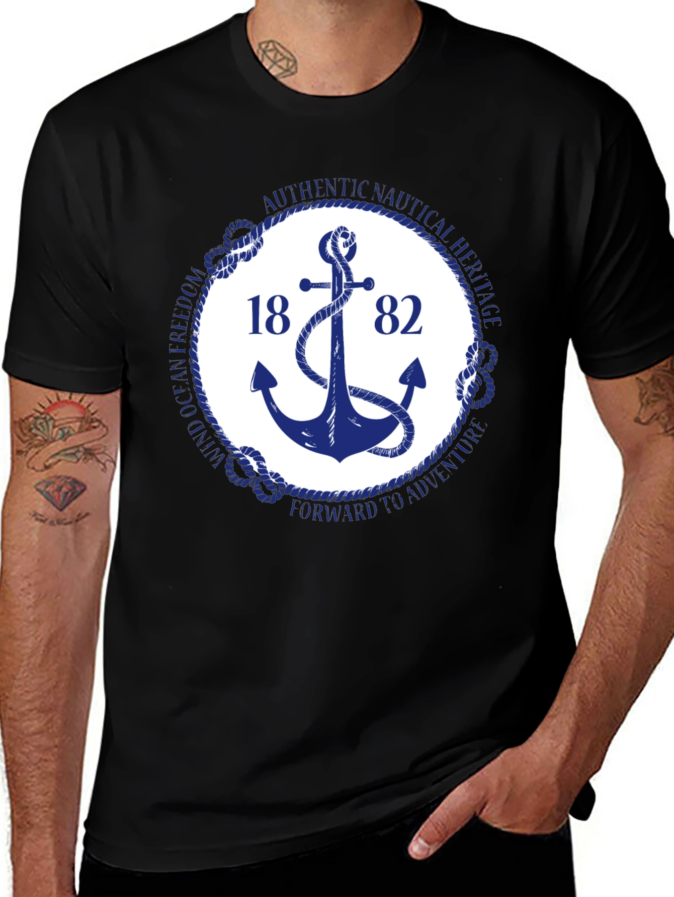 Variant 7 of Nautical Anchor T-Shirt - Vintage Style Tee