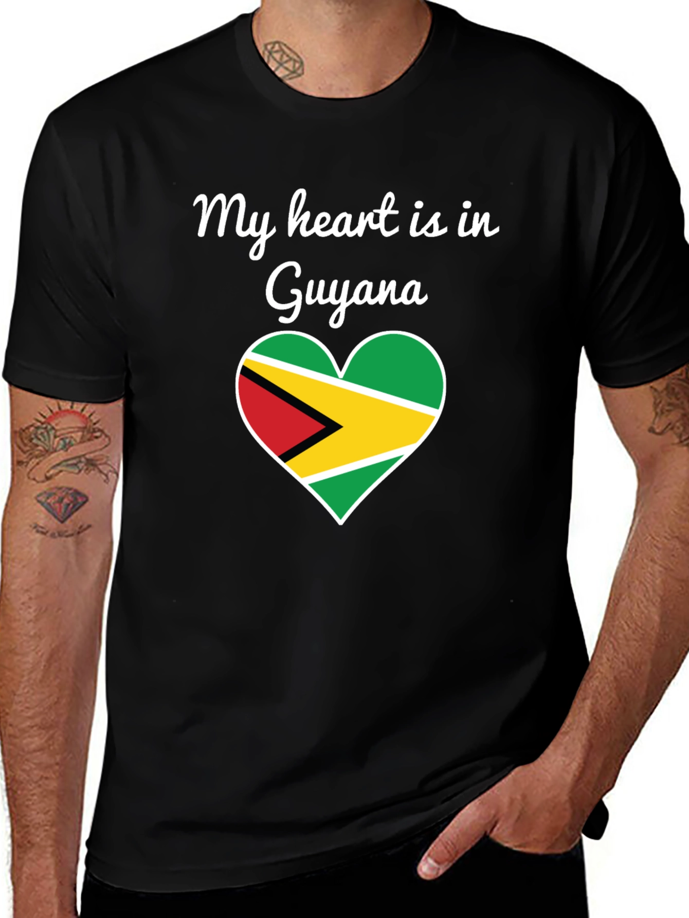 Guyana Pride Heart T-Shirt - Show Your Love!
