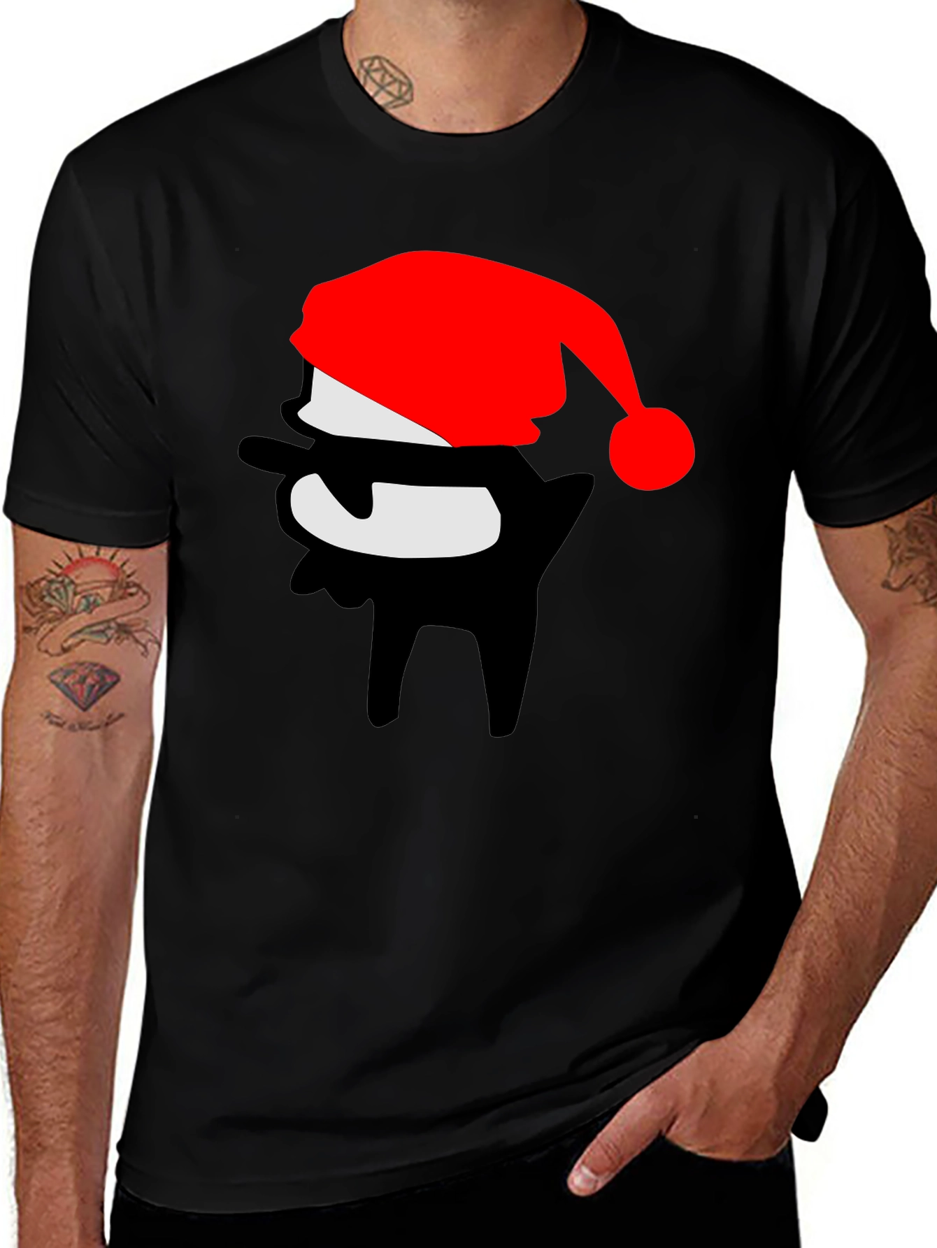 Variant 10 of Festive Dab Santa T-Shirt - Black Crew Neck