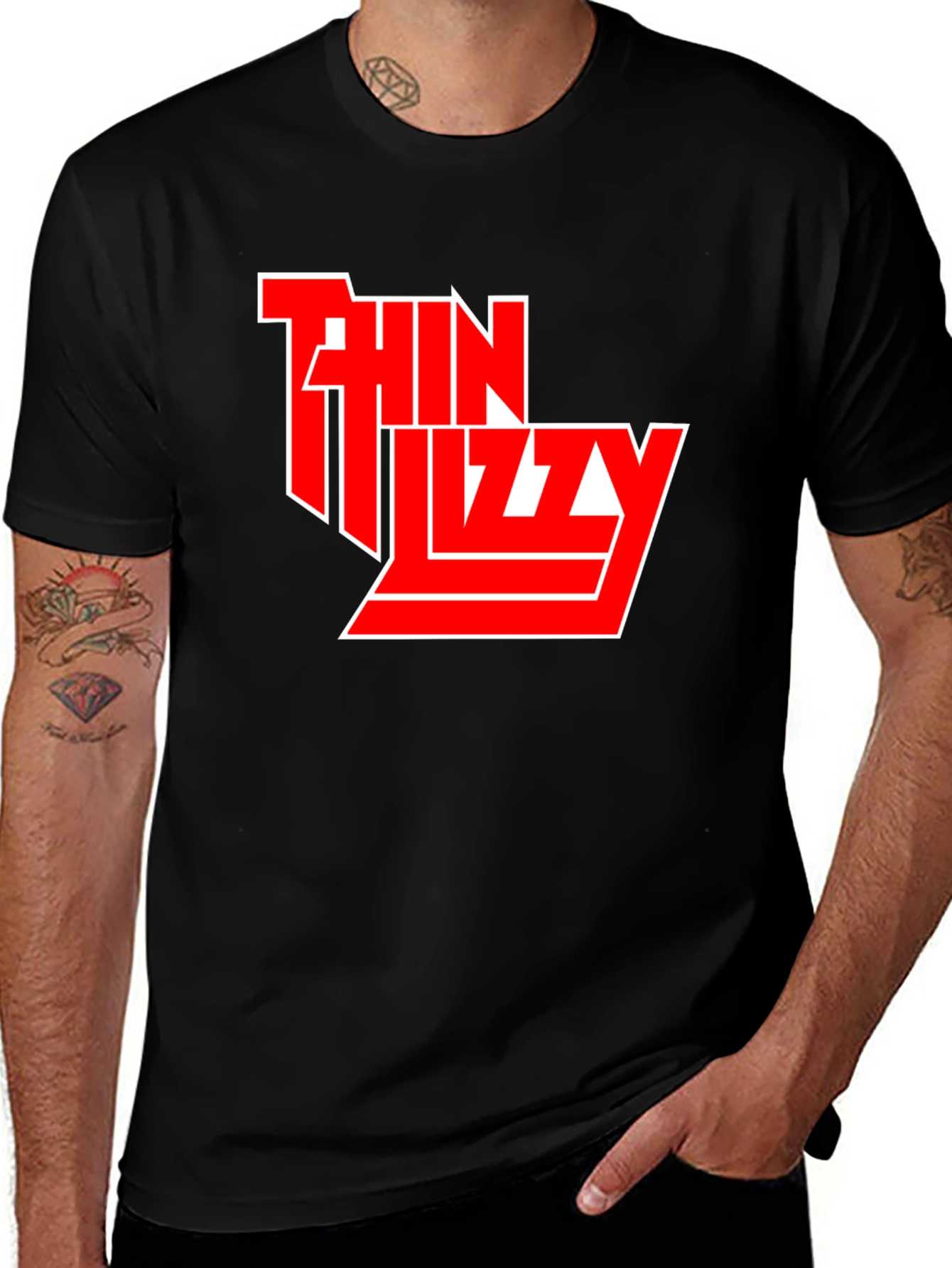 Thin Lizzy Black T-Shirt Rock Band Logo