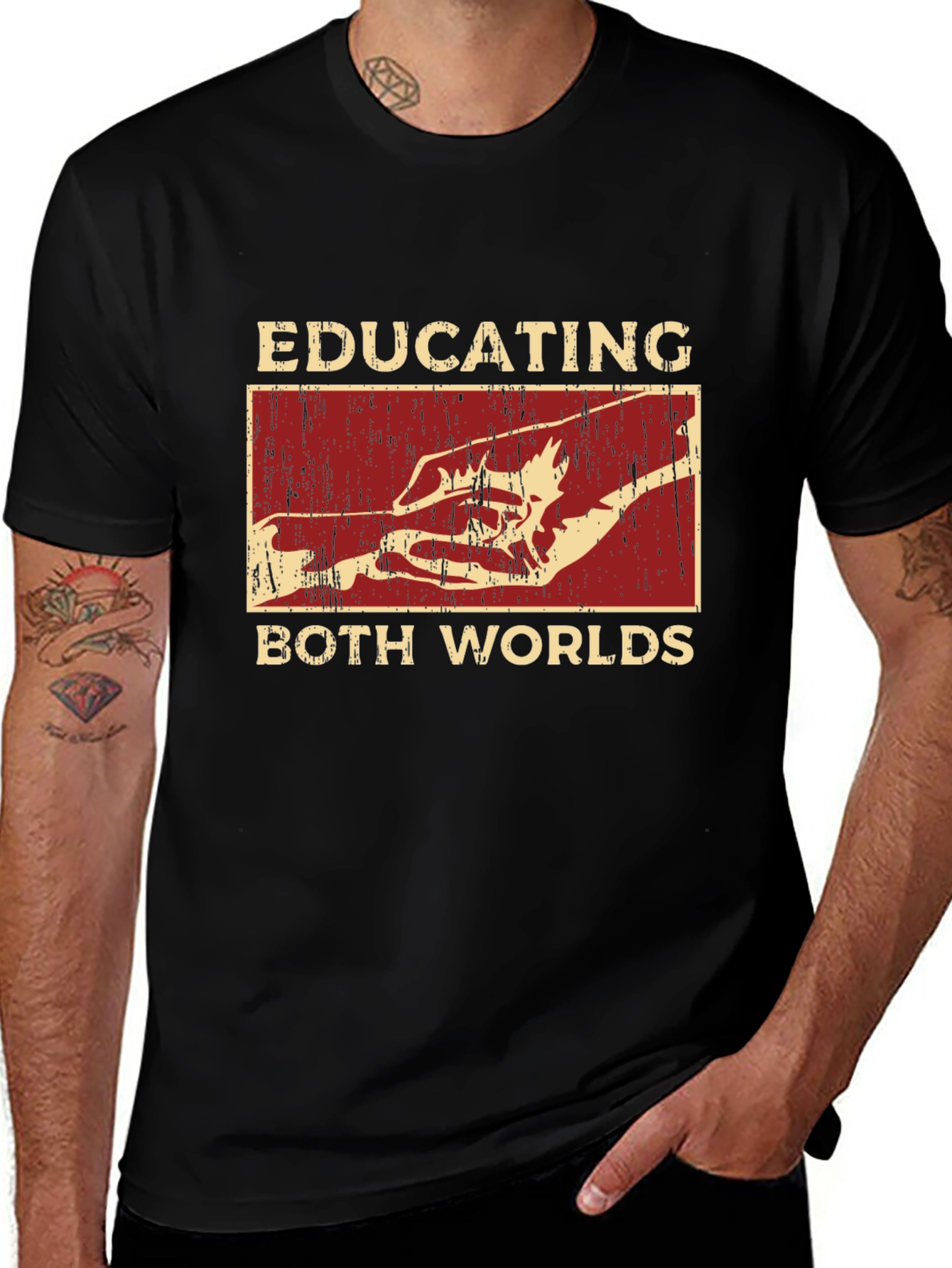 Variant 8 of Educating Both Worlds Graphic Tee