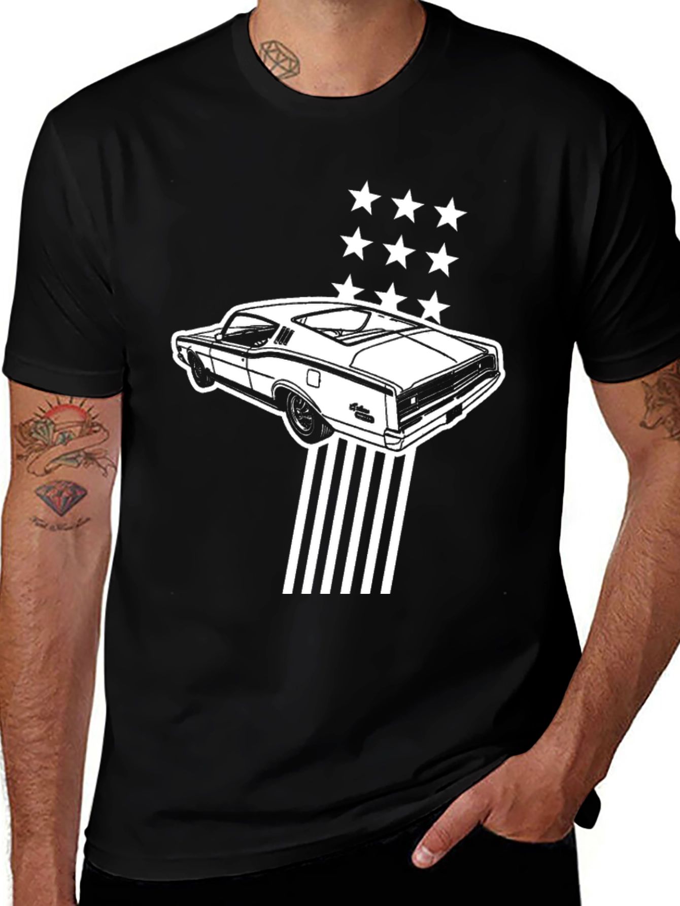 Black Classic Car Graphic Tee - Black main image