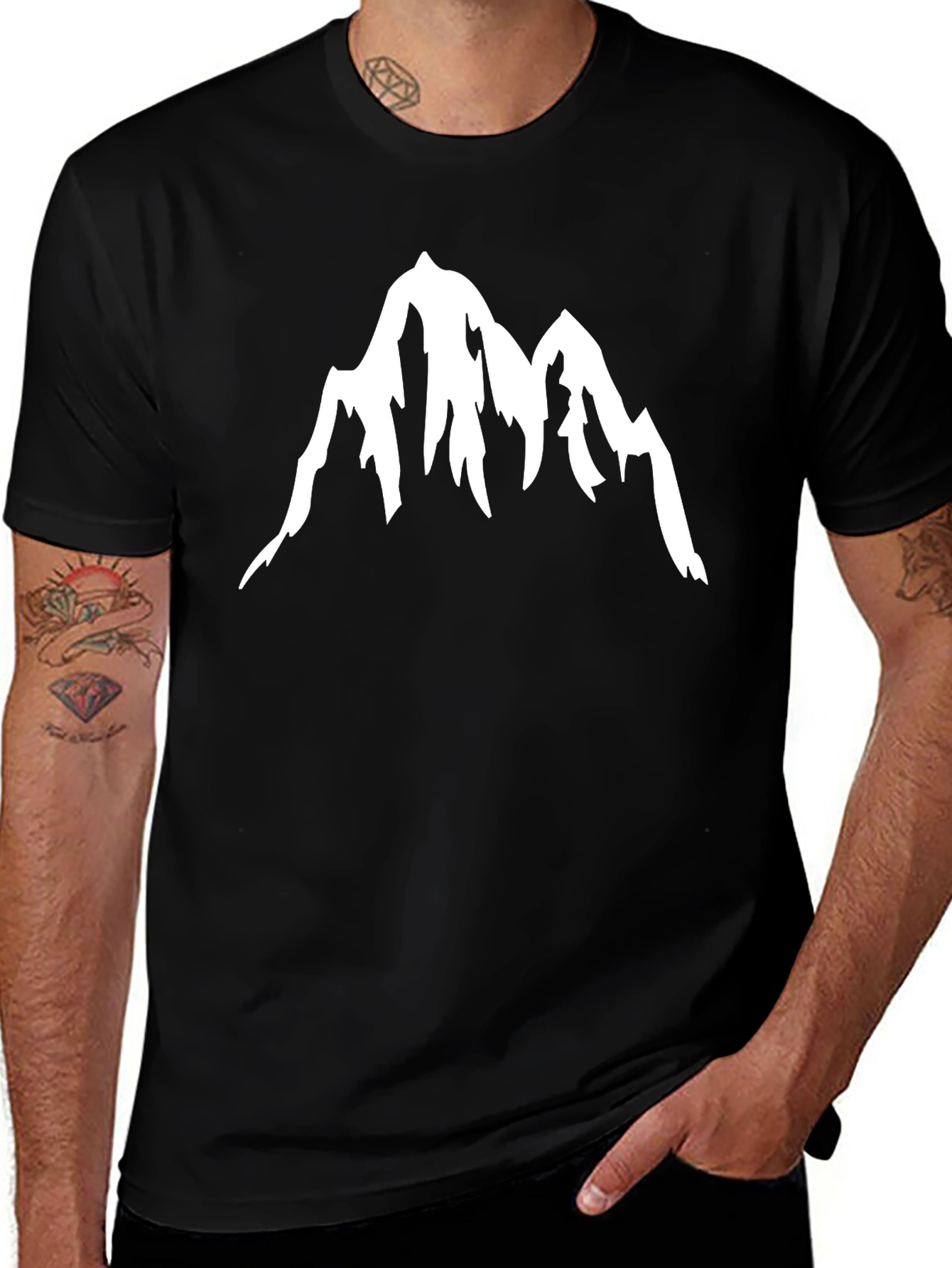 Variant 10 of Mountain Peak Graphic Tee - Black Casual Shirt
