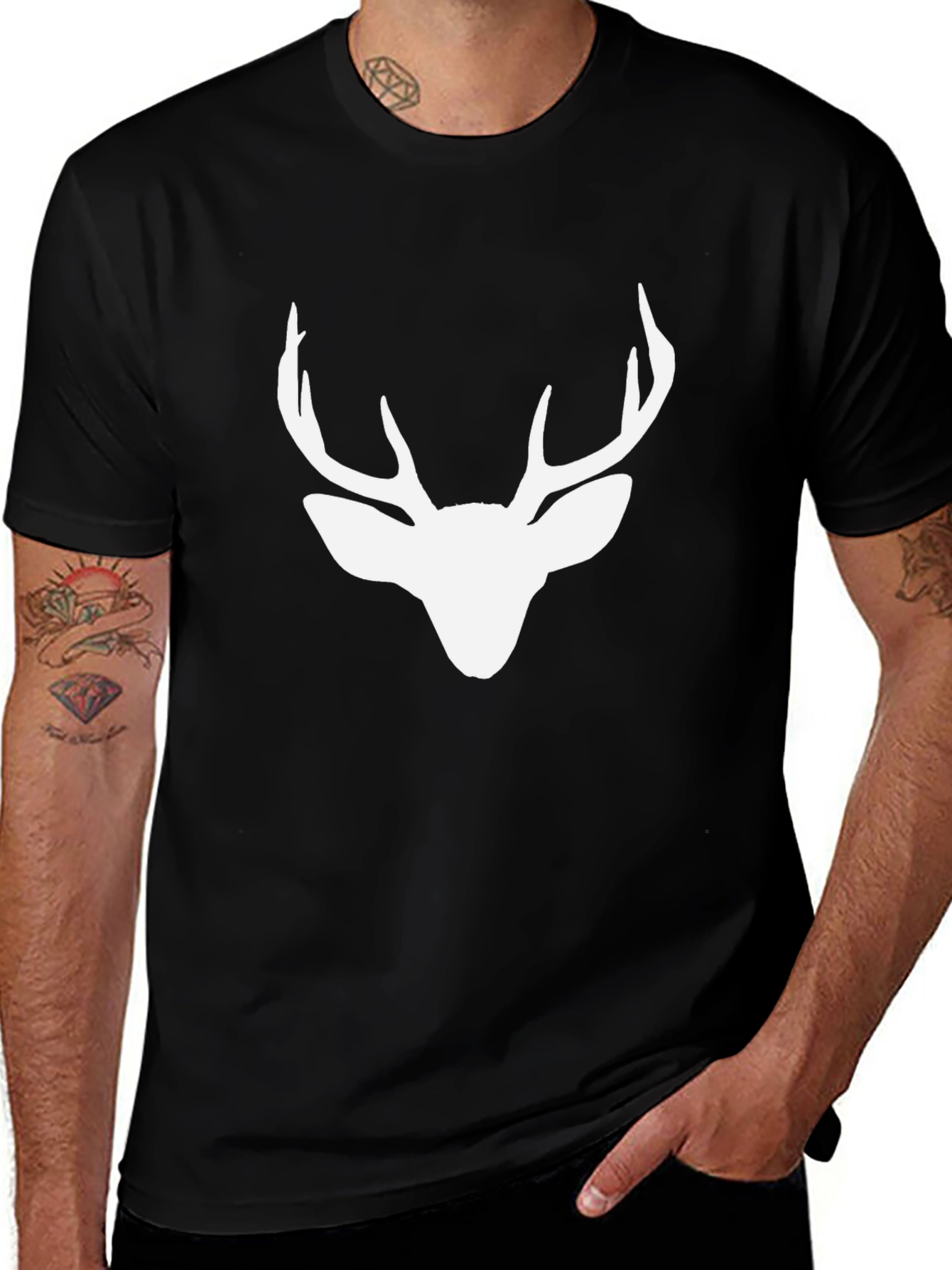 Variant 18 of Stag Graphic Tee - Stylish Men's Black Cotton T-Shirt