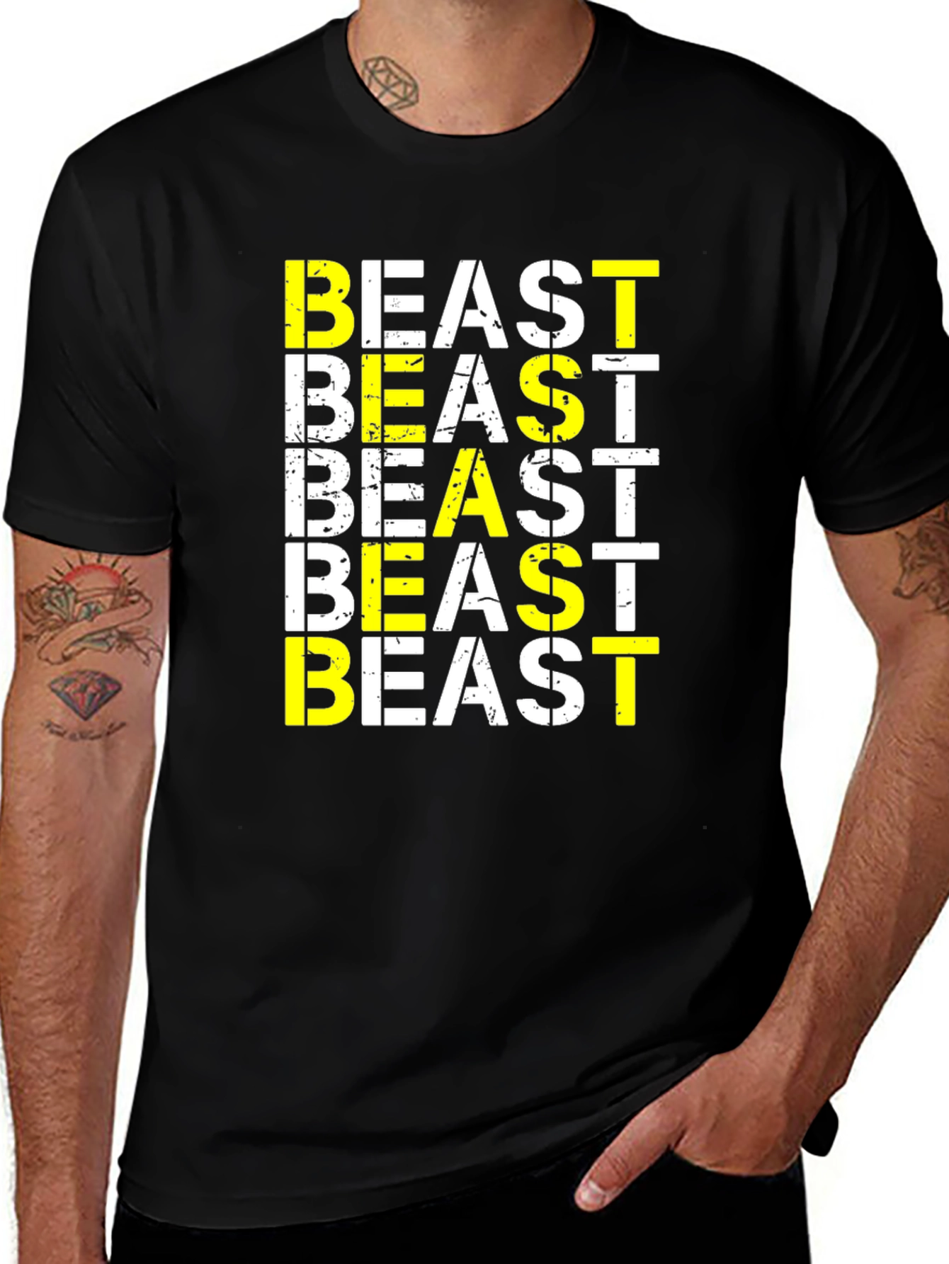 Variant 25 of Beast Graphic Print Black T-Shirt