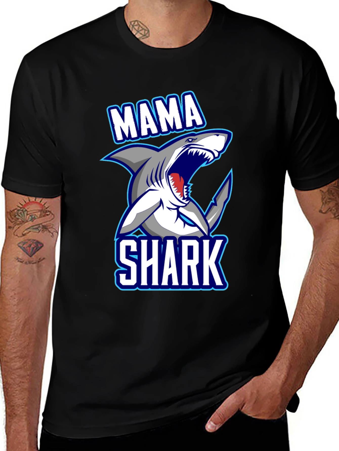 Mama Shark Graphic T-Shirt - Fun Family Apparel