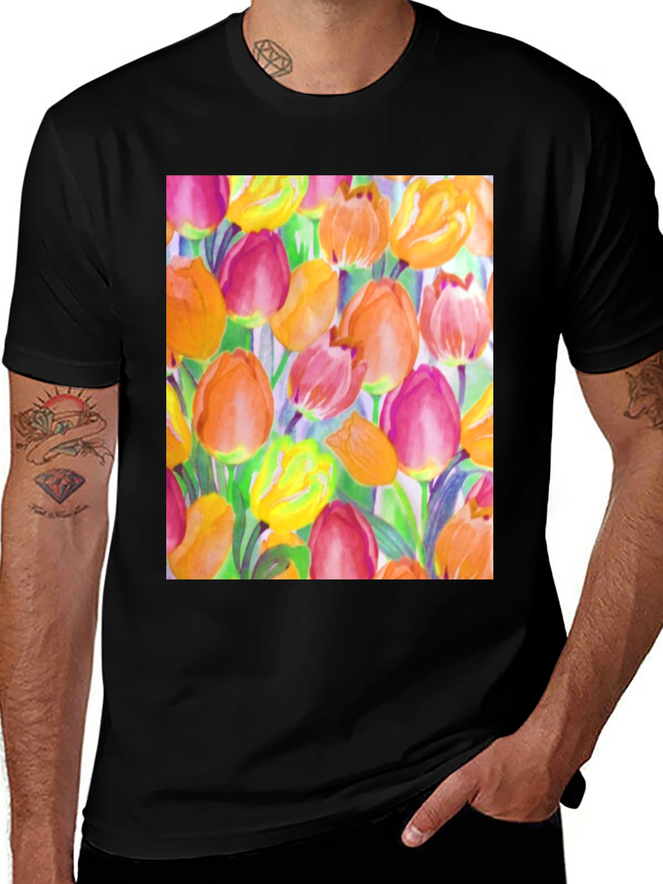 Variant 4 of Floral Tulip Print T-Shirt