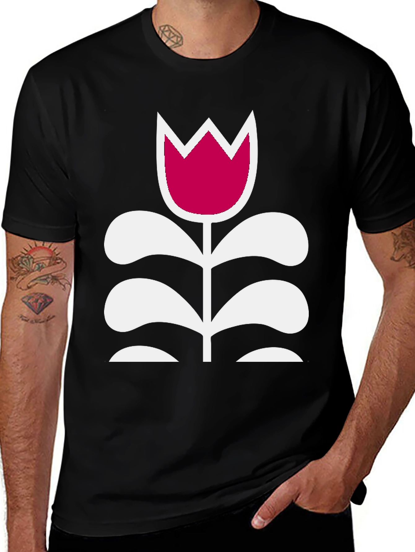 Floral Graphic Tee - Modern Tulip Design