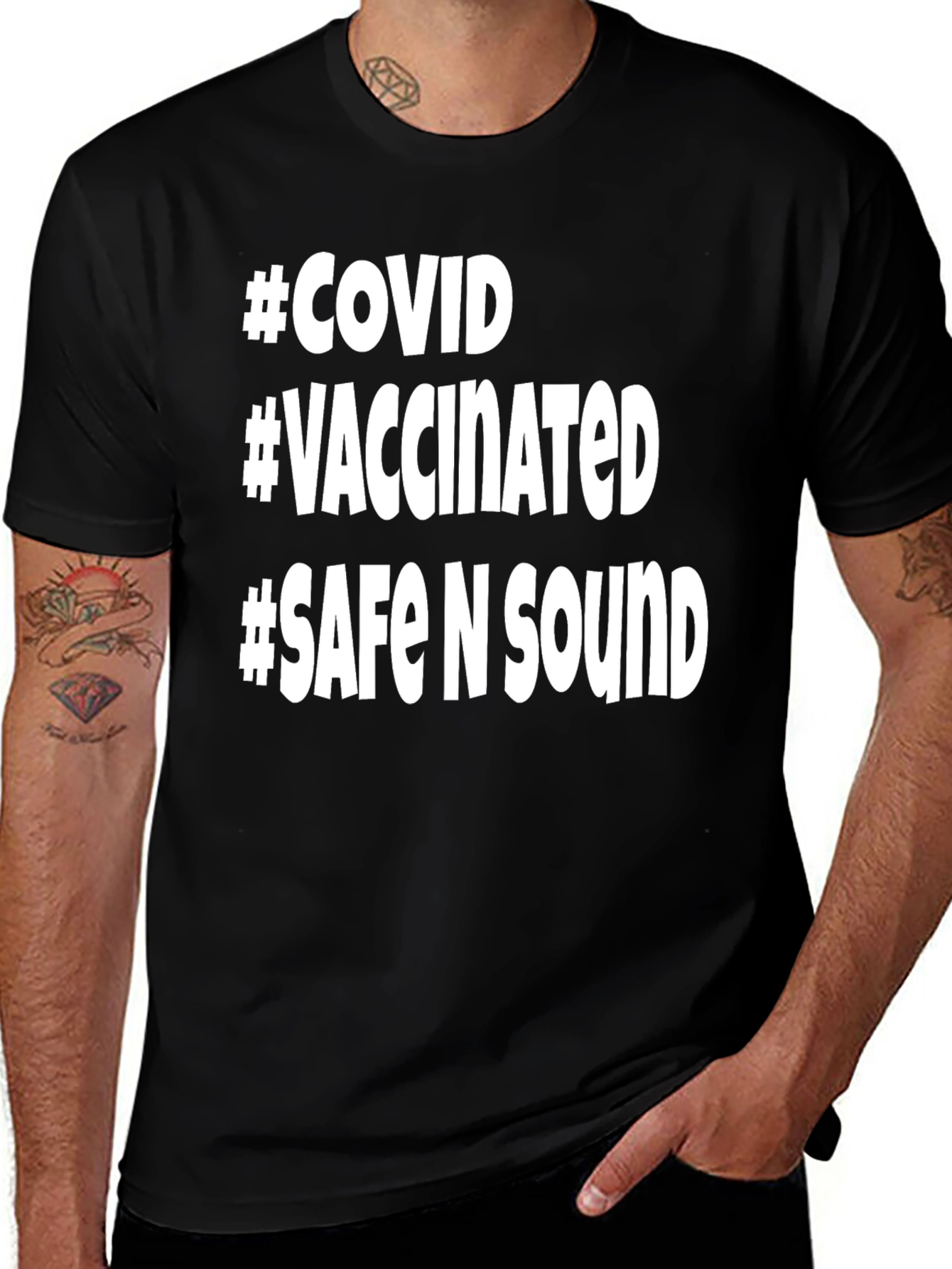 Variant 19 of COVID Vaccinated Safe N Sound Graphic T-Shirt