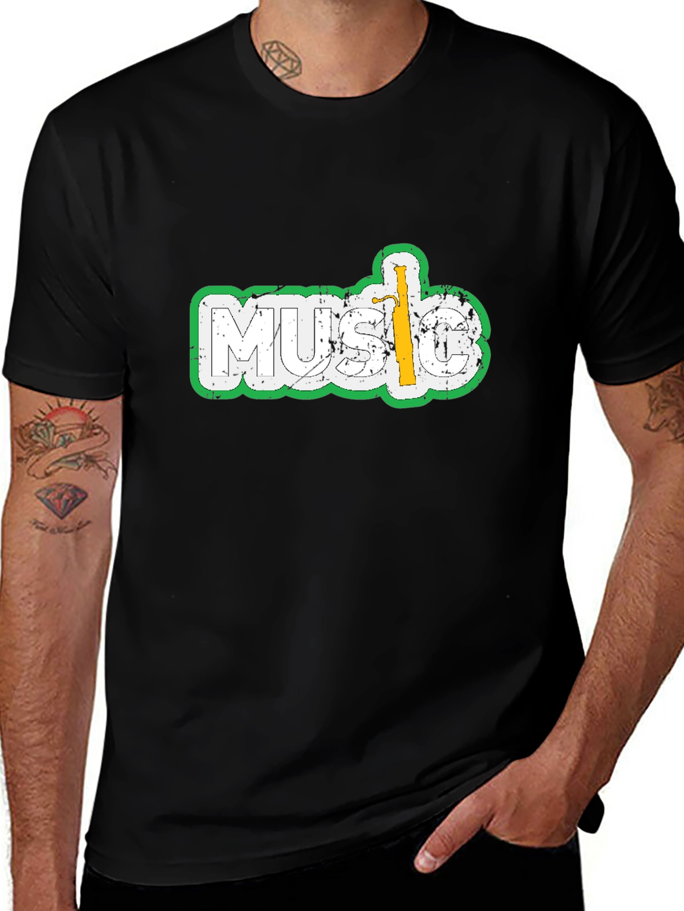 Variant 8 of Music Clarinet Graphic T-Shirt - Black