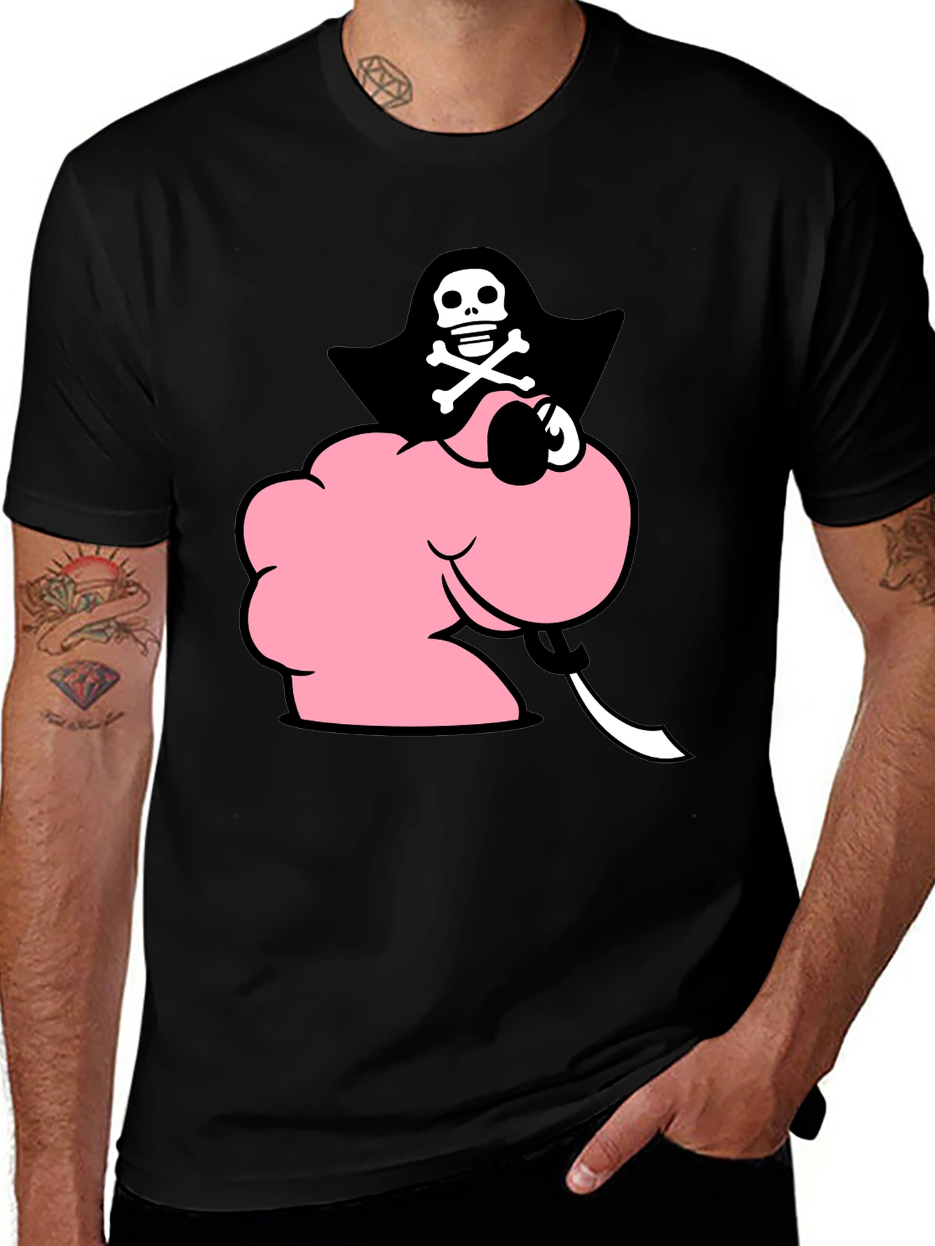 Variant 8 of Pink Pirate Worm T-Shirt - Funny Cartoon Tee