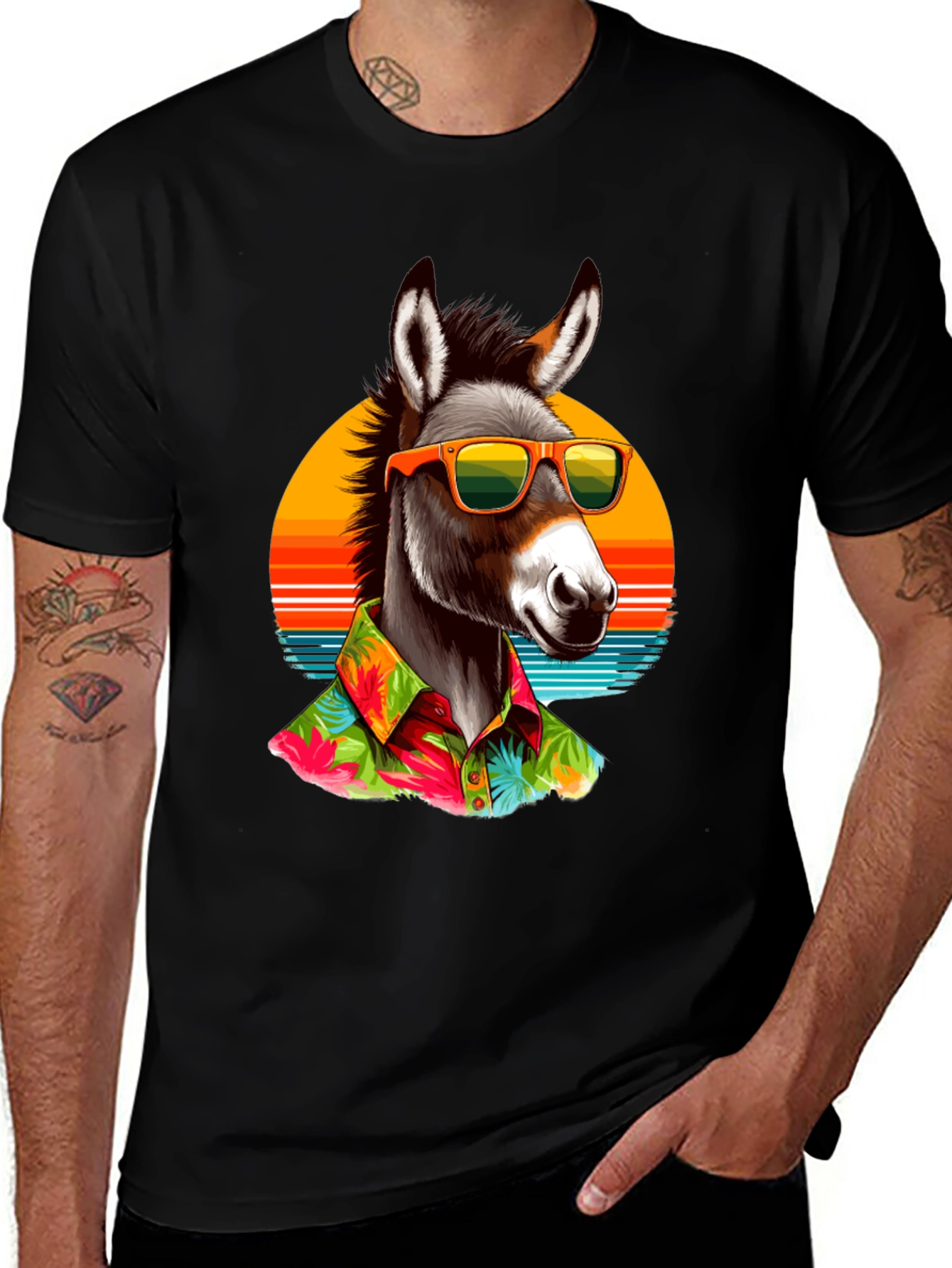 Variant 4 of Cool Donkey T-Shirt - Hawaiian Shirt Sunglasses Animal Tee