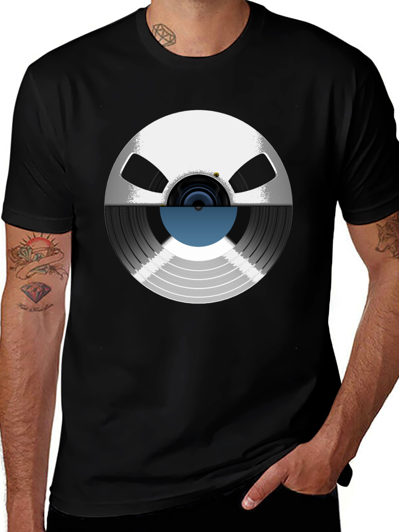 Variant 3 of Retro Music Lover T-Shirt - Reel to Reel Vinyl Design