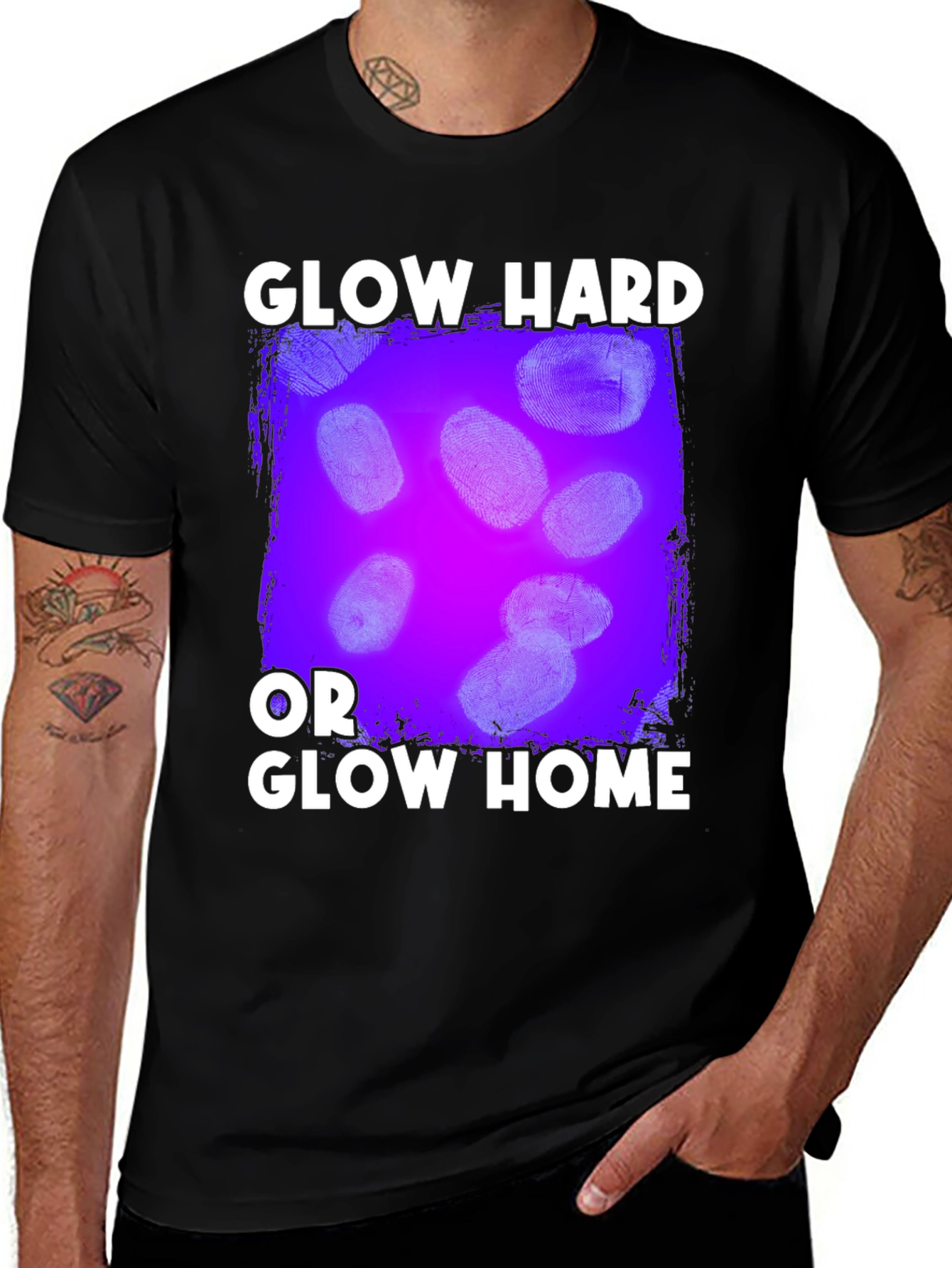 Variant 15 of Glow Hard or Glow Home Novelty Graphic T-Shirt