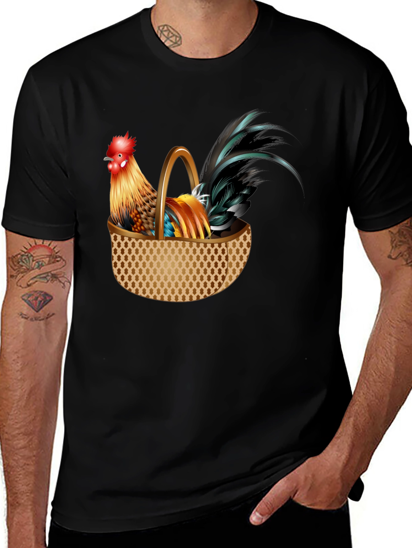 Variant 30 of Rooster in Basket Graphic Tee