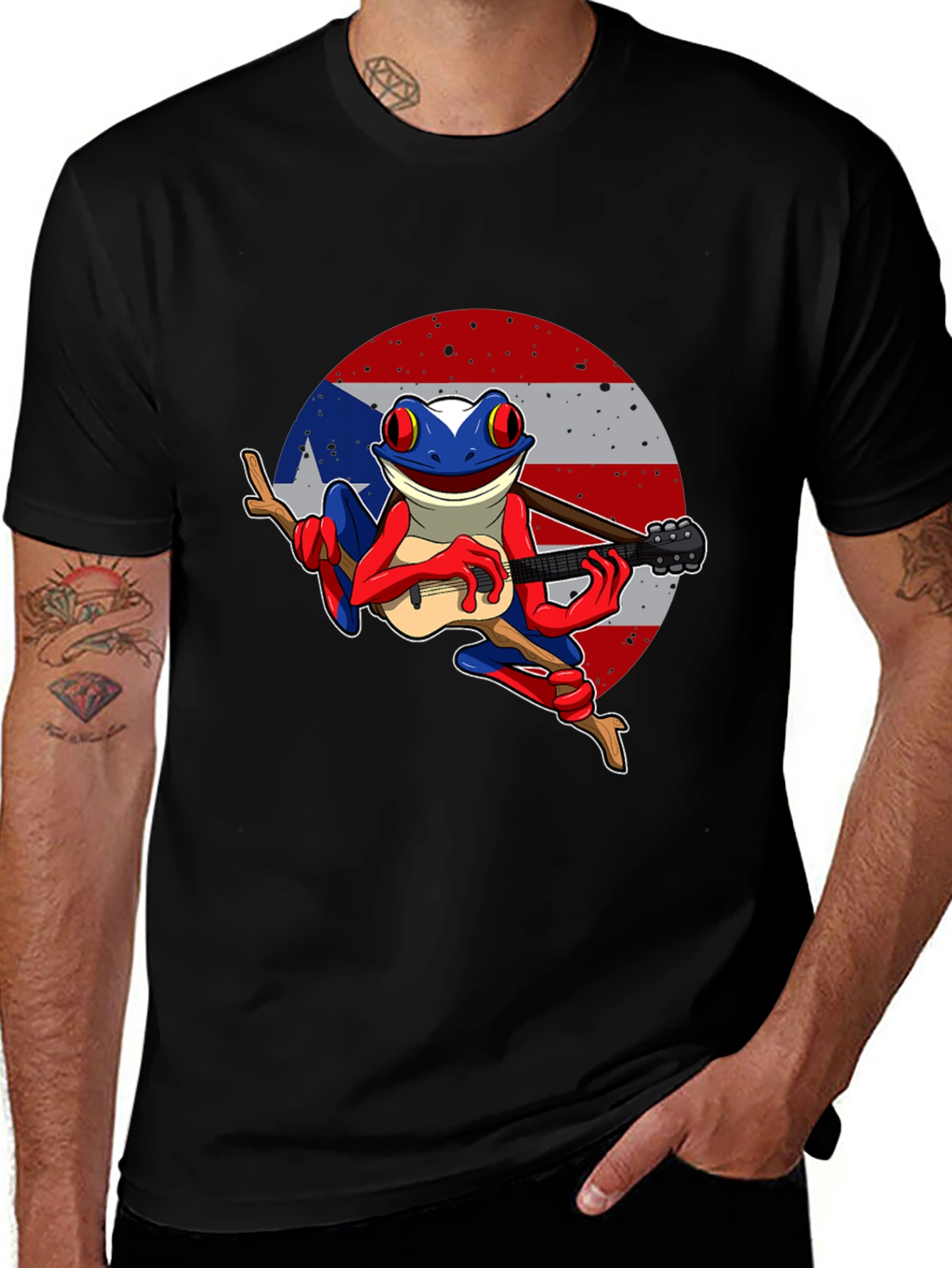 Puerto Rico Frog T-Shirt - Coqui Playing Guitar
