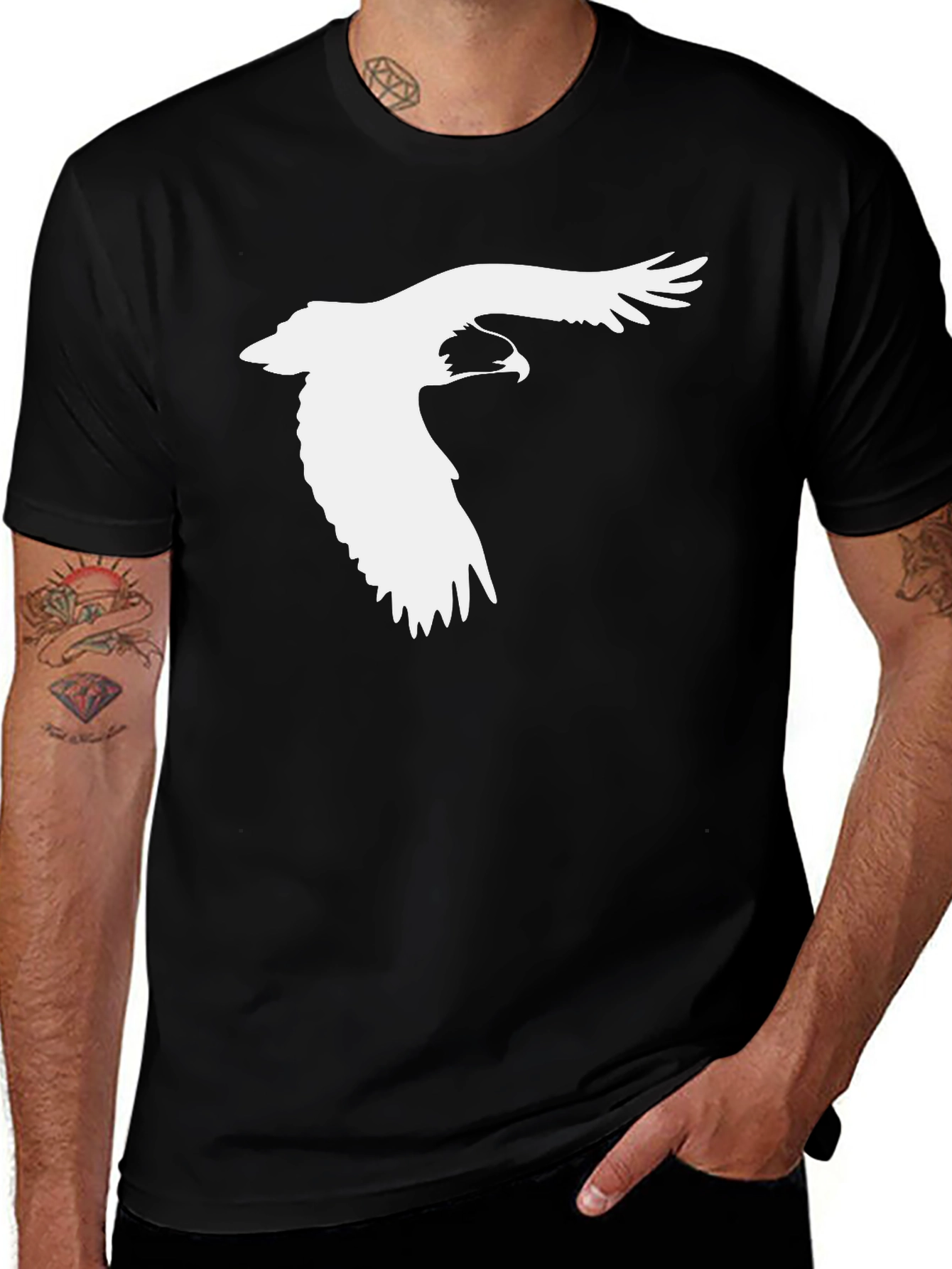Variant 14 of Eagle Graphic Black Tee - Men's Short Sleeve