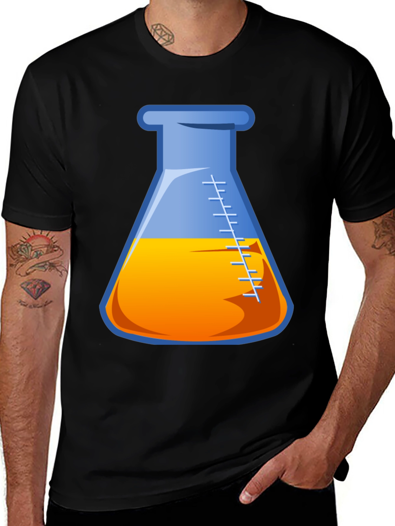 Science Beaker Graphic T-Shirt - Black