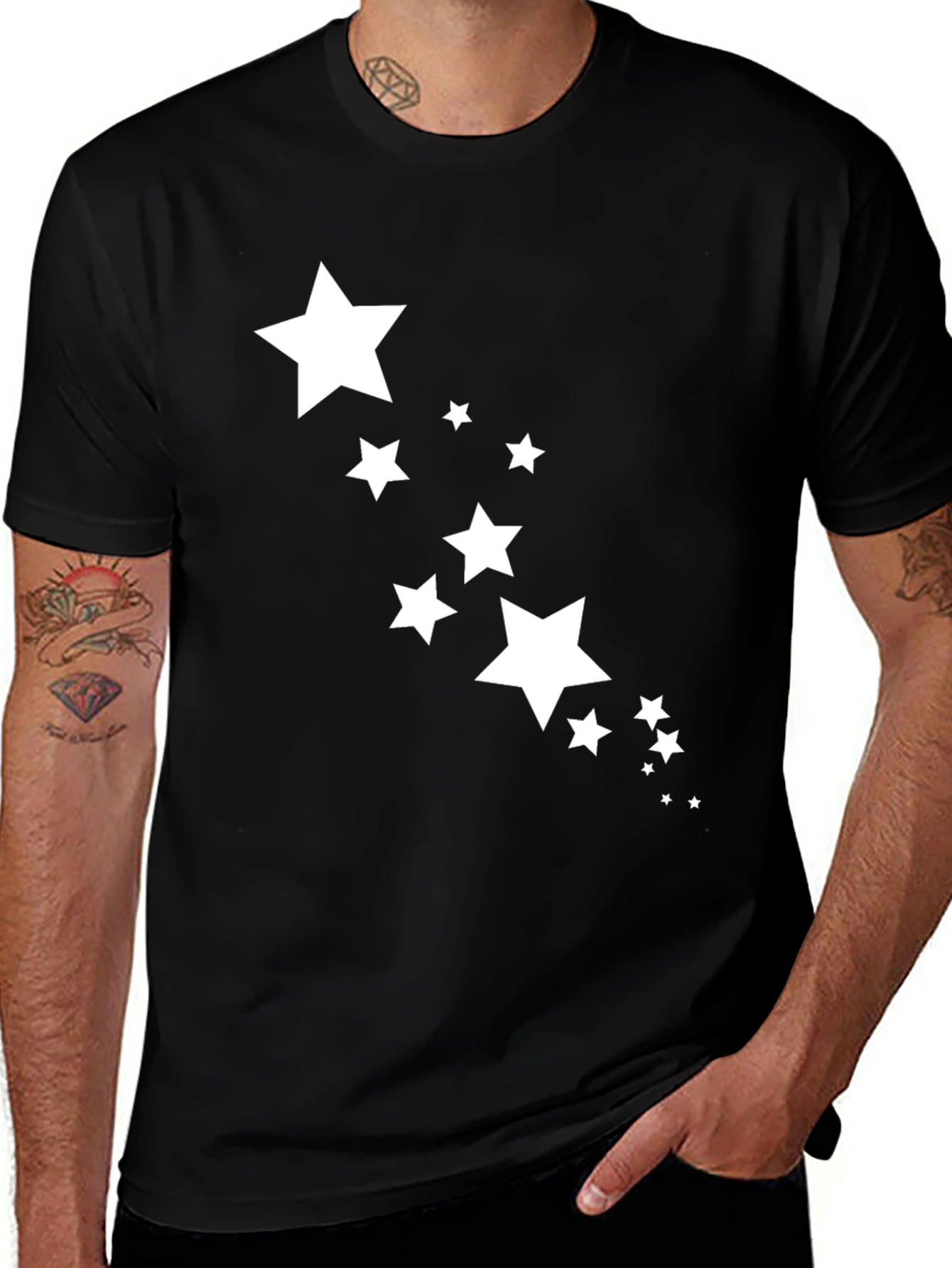 Variant 9 of Men's Black T-Shirt with Star Graphic