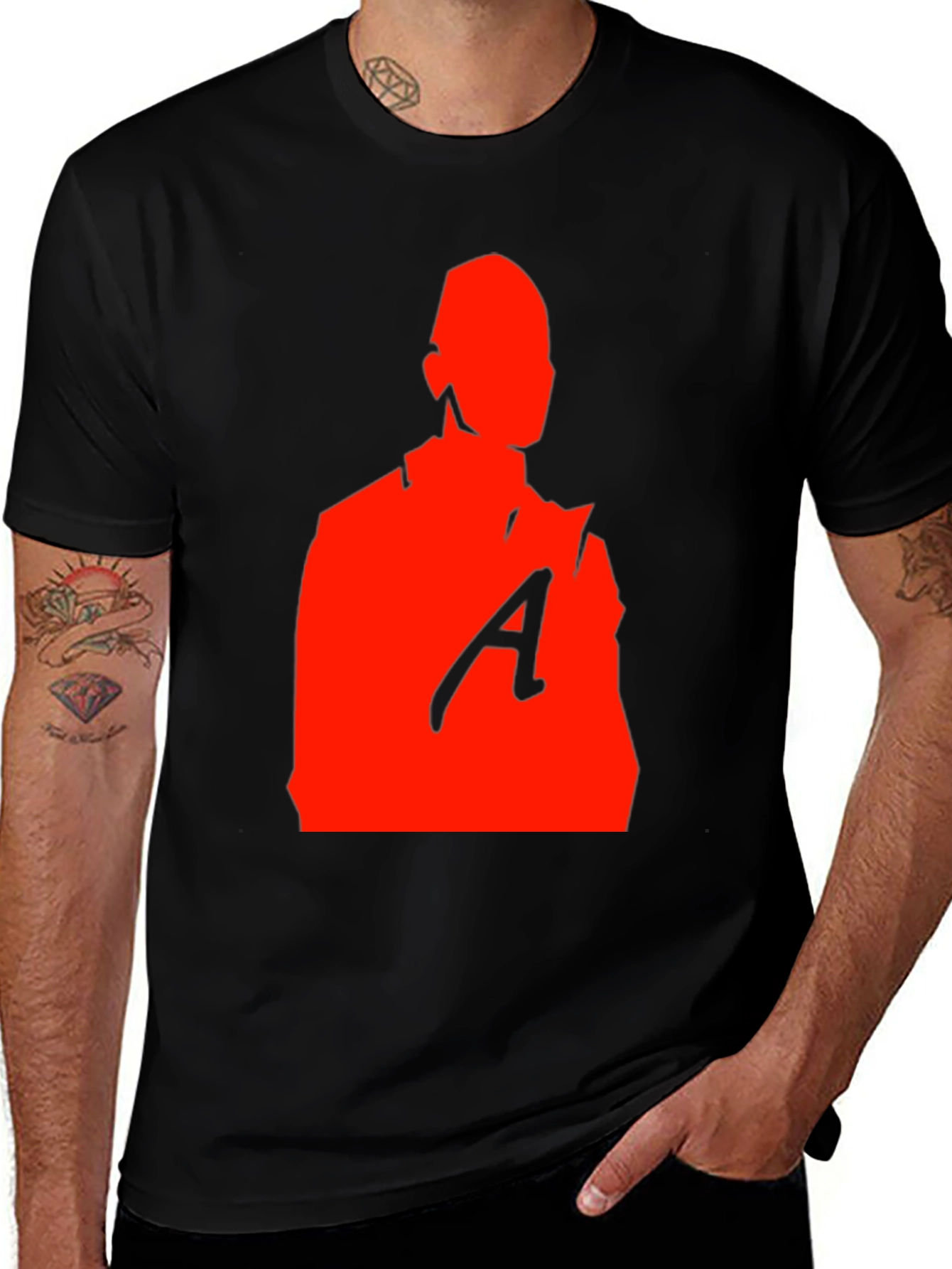 Variant 17 of Red Silhouette Graphic Print Black T-Shirt