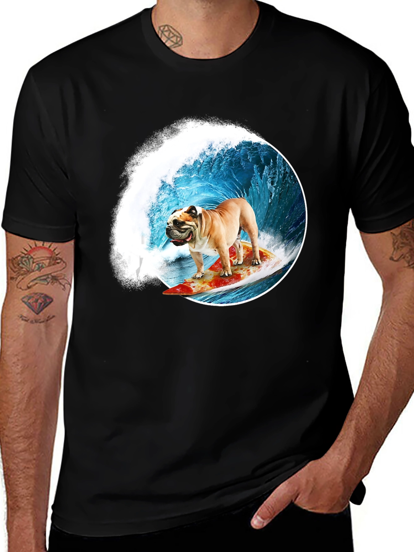 Variant 29 of Surfing Bulldog Graphic T-Shirt