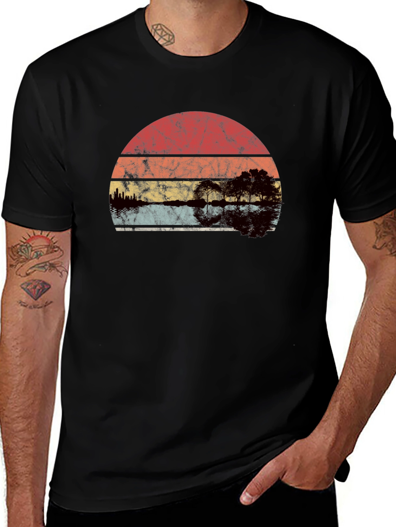 Variant 26 of Vintage Sunset Graphic Tee - Black T-Shirt