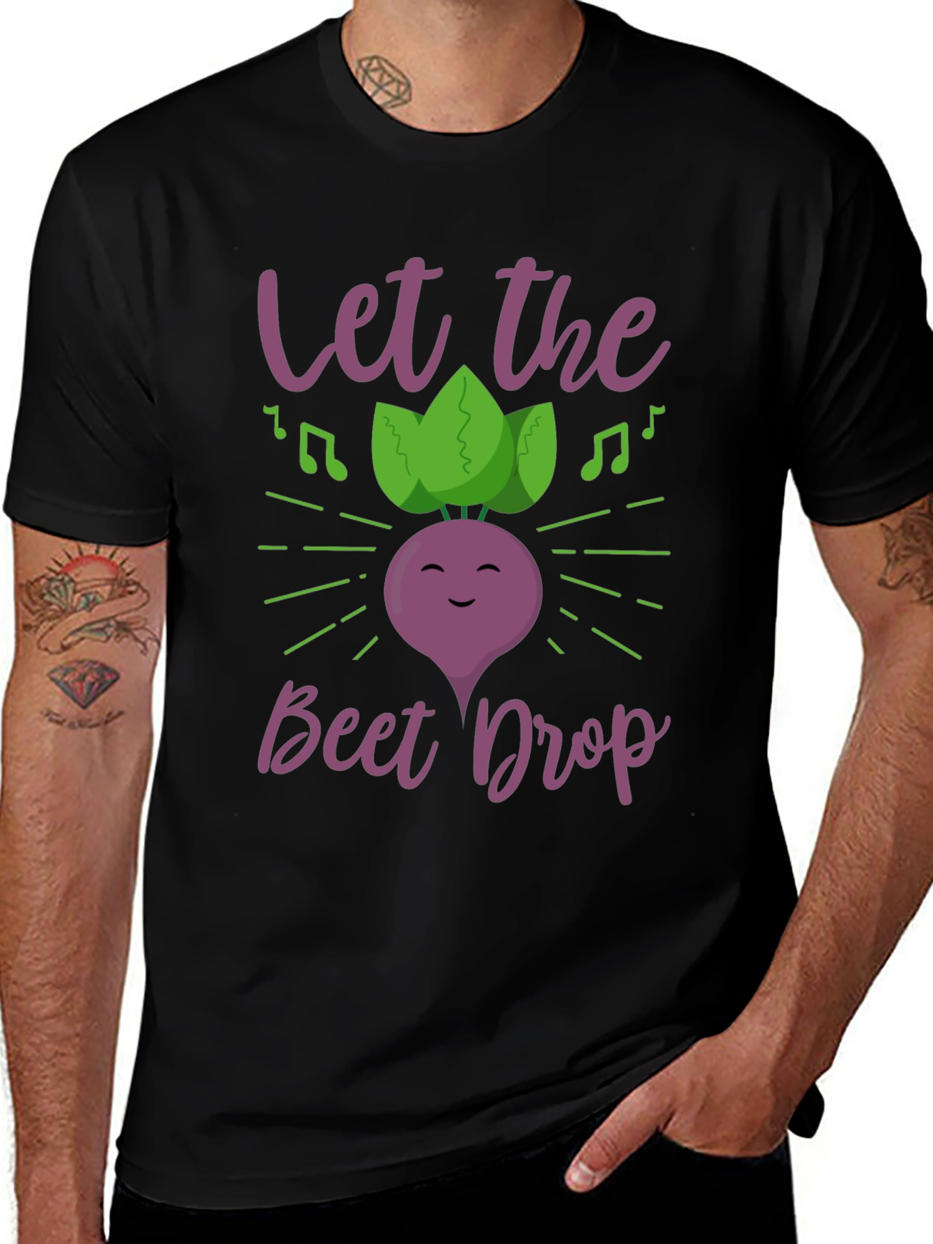 Black Let The Beet Drop Funny Music T-Shirt main image