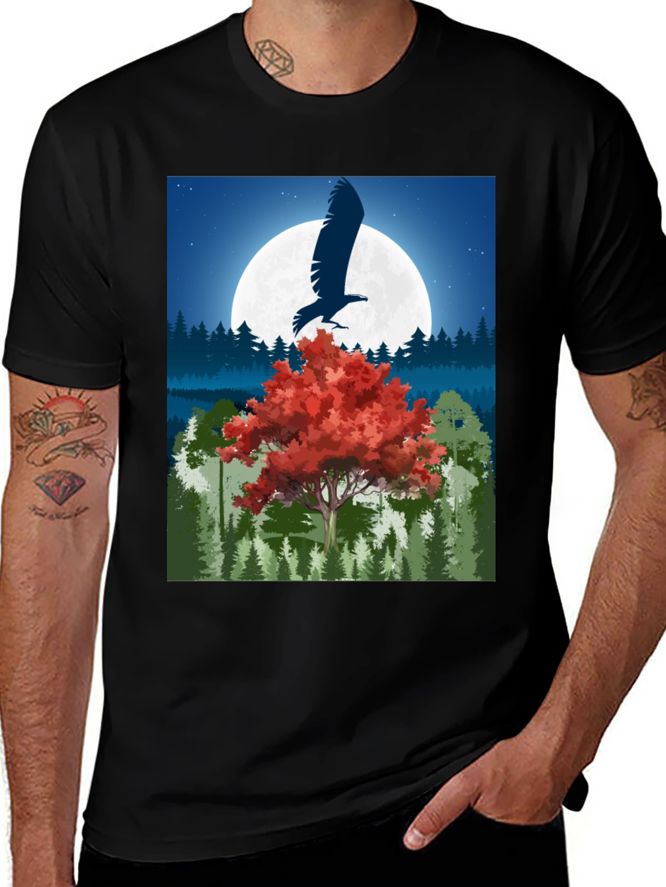 Variant 16 of Eagle Moon Graphic Tee - Nature Inspired Design