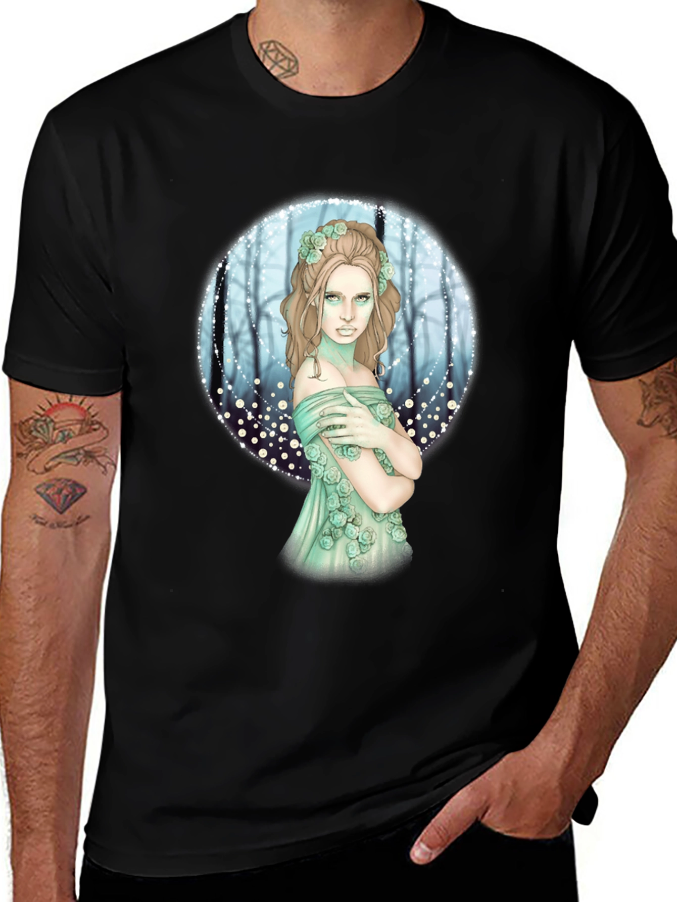Variant 24 of Mystic Forest Fairy Graphic Tee - Black