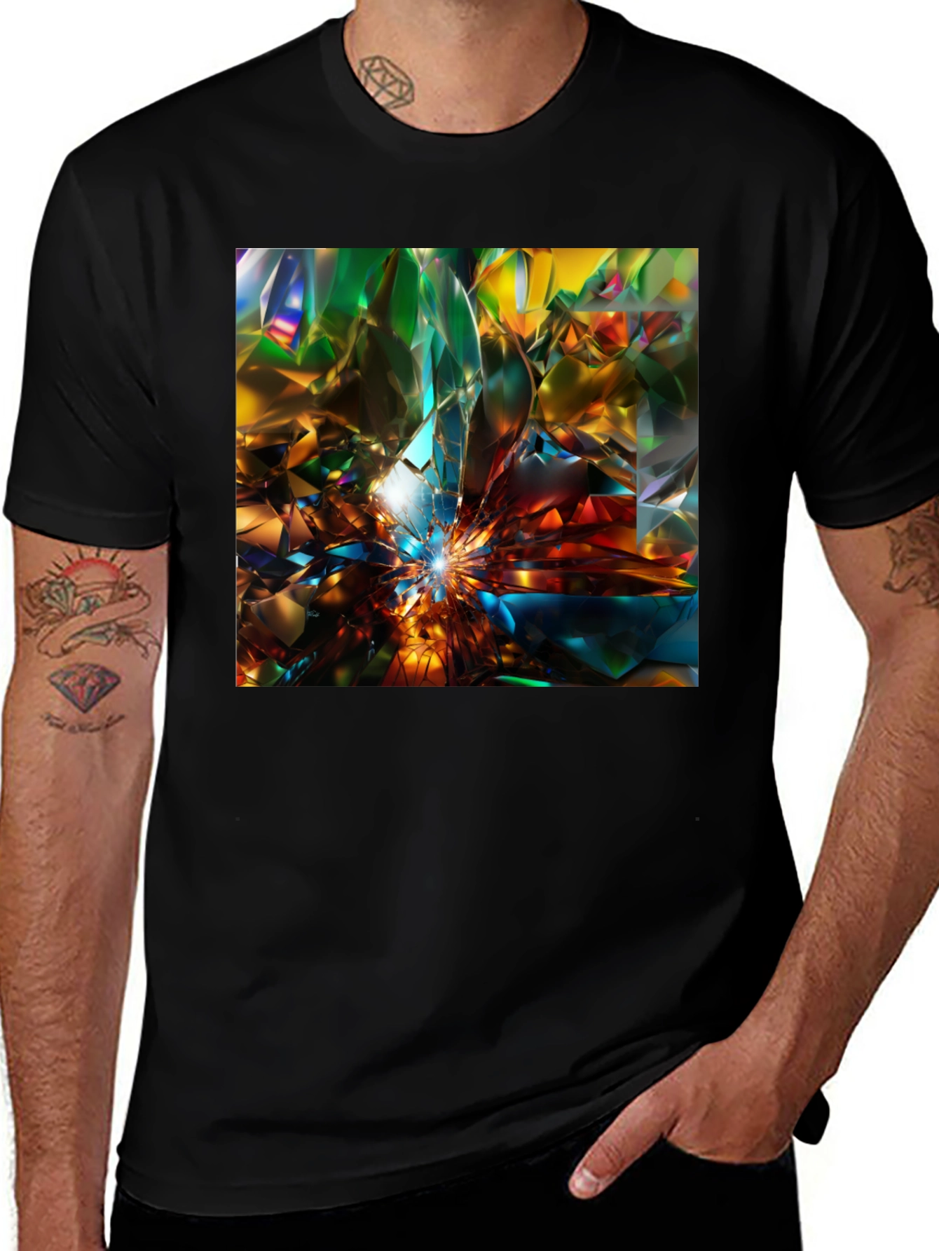 Variant 14 of Abstract Crystal Prism Design Tee - Modern Art Shirt