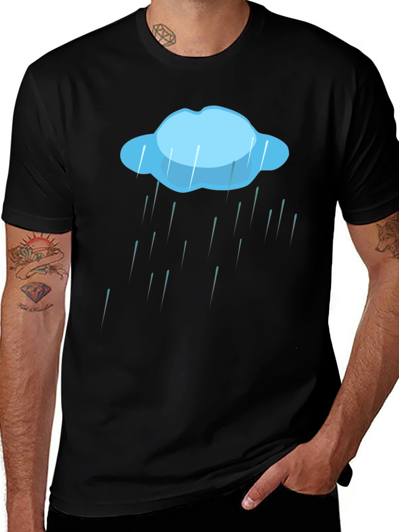 Rain Cloud Graphic Black T-Shirt