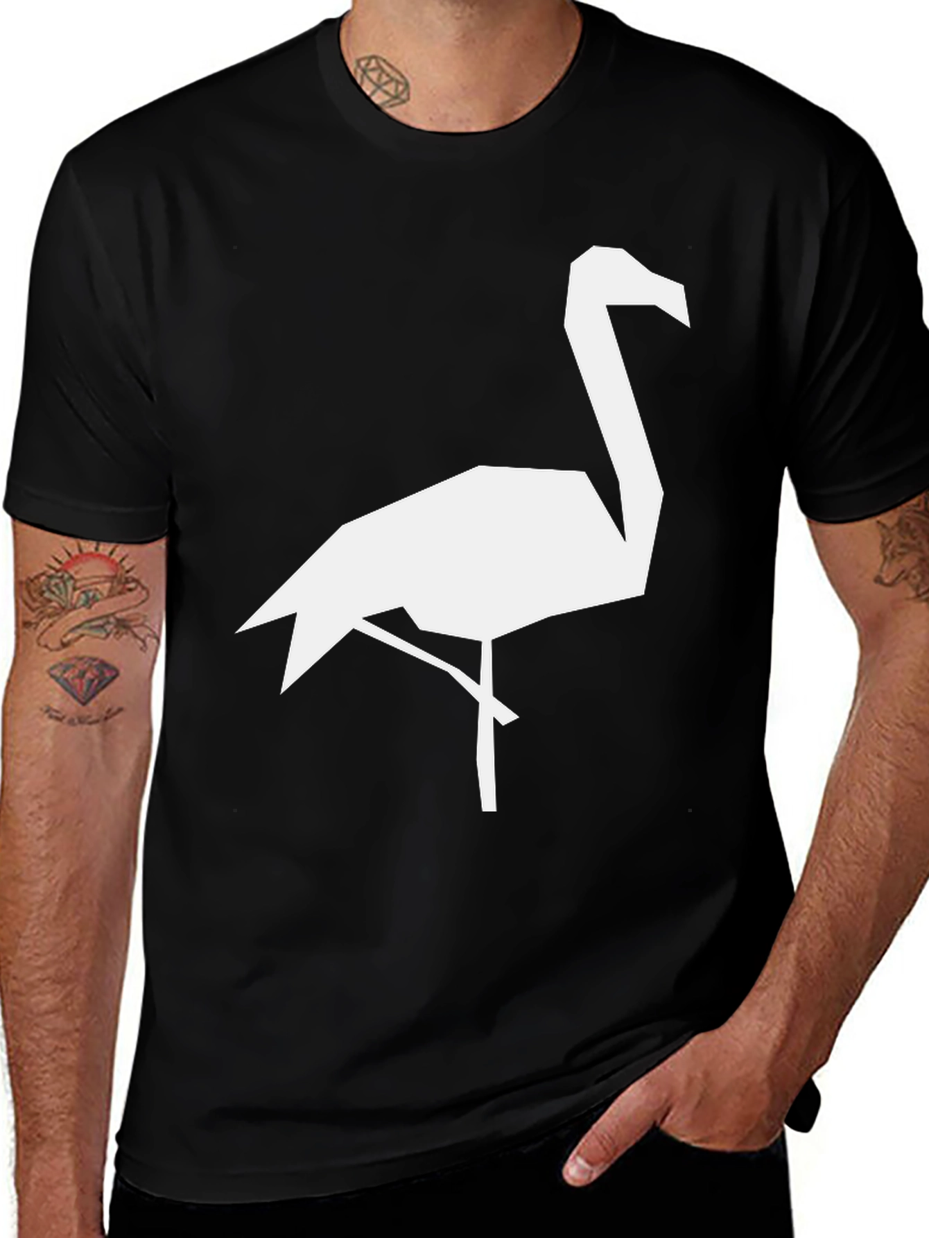 Variant 21 of Geometric Flamingo Graphic Tee - Black